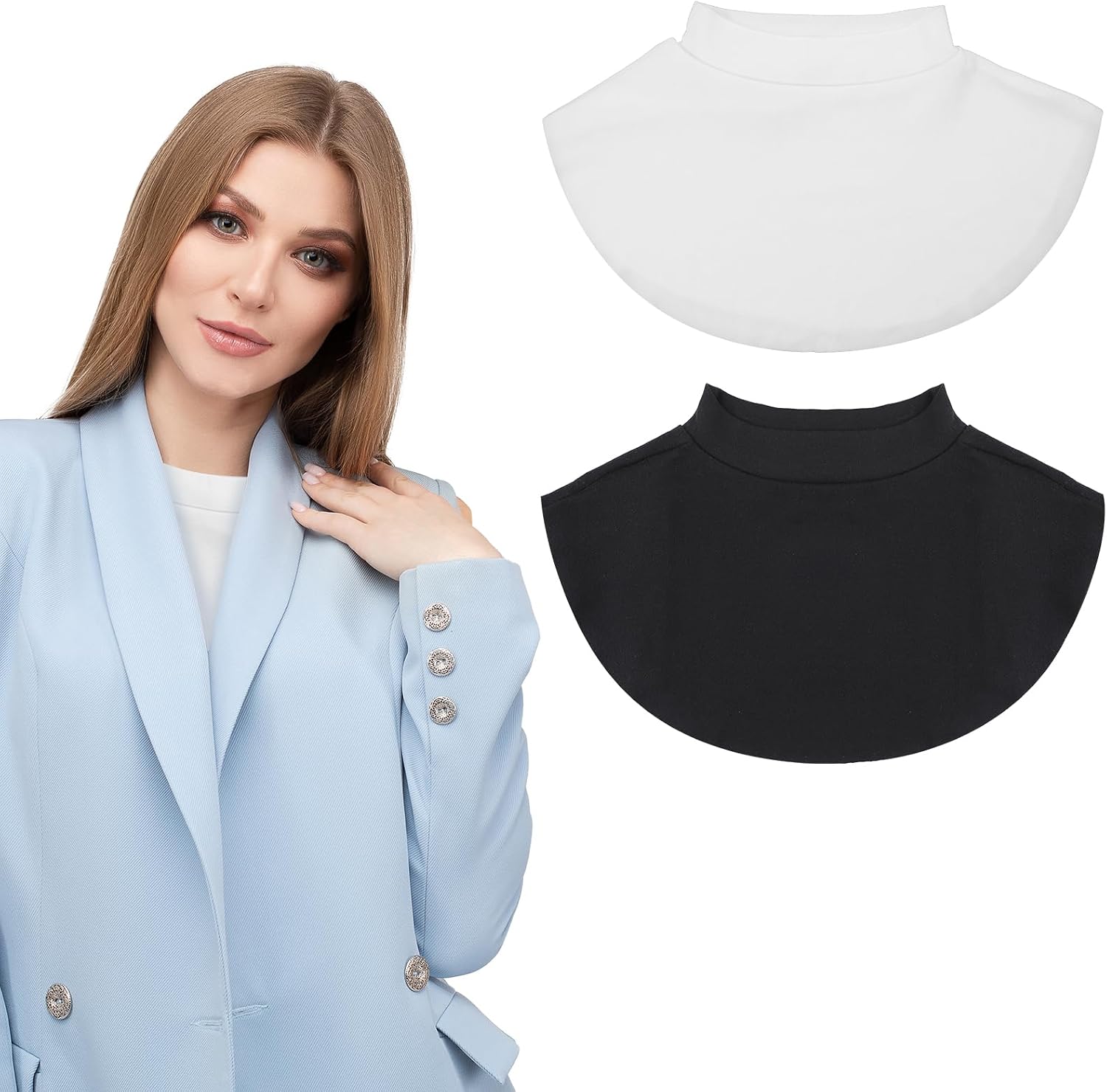 Molain 2 Pcs Cleavage Cover up for Low Neckline, Faux Collar Women Detachable Modesty Panel Mock Camisole Cleavage Cover Suitable for Women and Girls Practical and Versatile