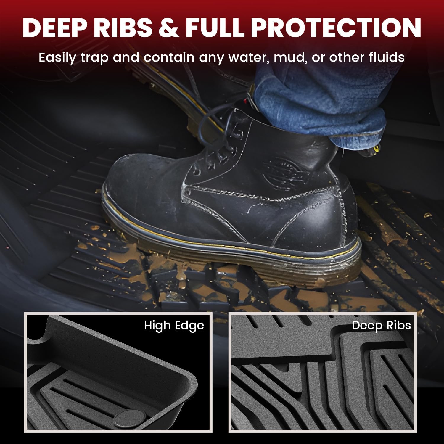 LASFIT Floor Mats & Trunk Mat for Honda CR-V 2017-2022 (NOT for Hybrid), All Weather Protection TPE Floor Liners 1st & 2nd Row & Cargo Mat Full Set, Black - Image 3