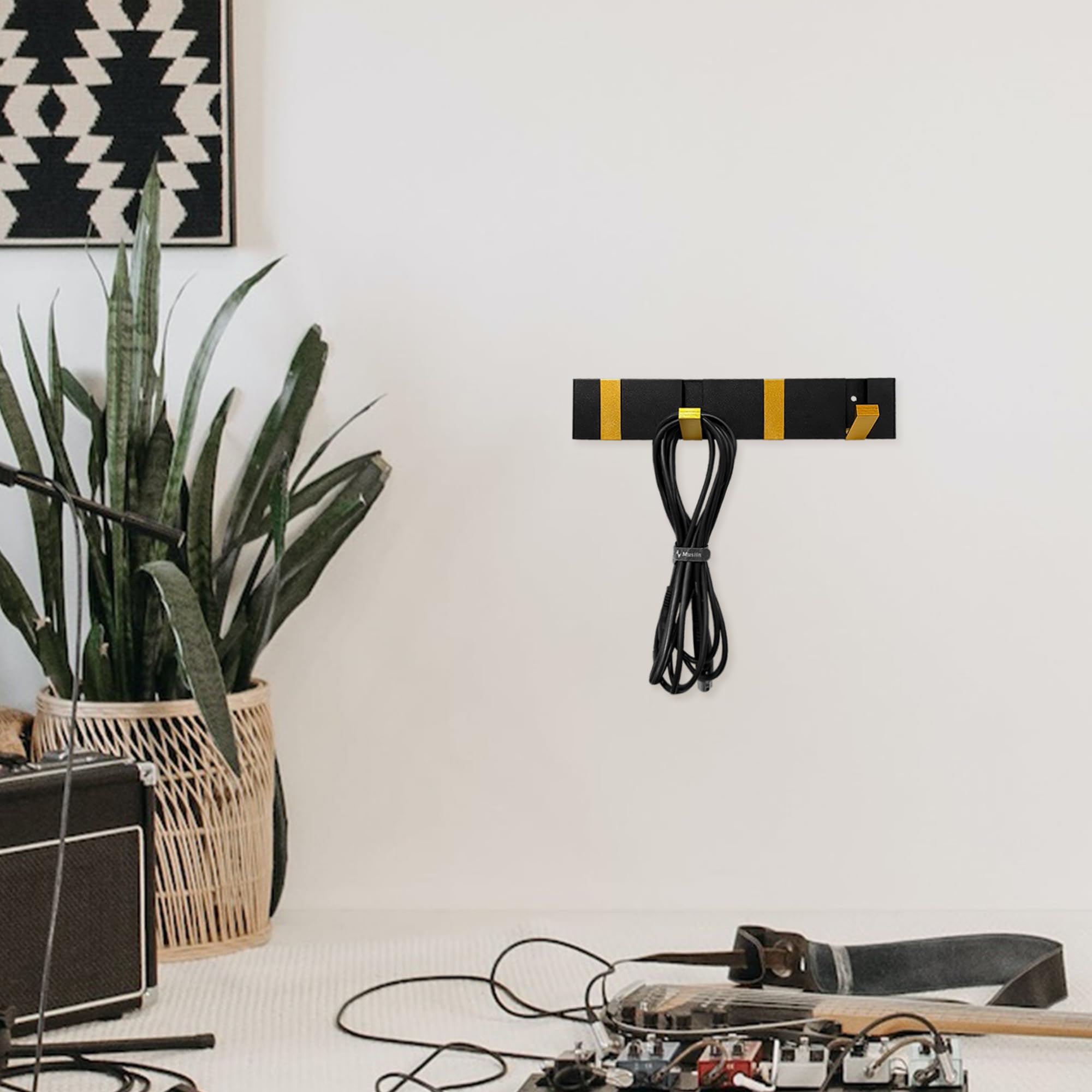 Musiin Wall-Mounted Guitar Cable Holder, Can Hang Monitor Headphones/Guitar Cable/Audio Cable - Image 2