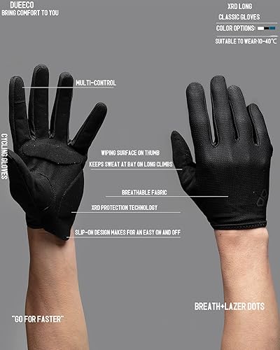 Miniatura 7 de Guantes de ciclismo DUEECO - Guantes de bicicleta para hombres y mujeres con acolchado de palma XRD de 3 mm, compatibles con pantalla táctil para