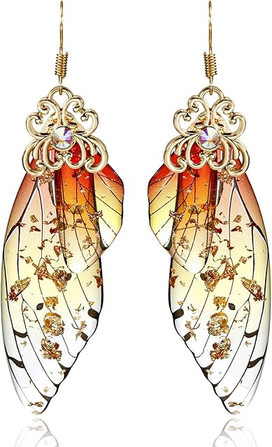 RINHOO Butterfly Crystal Wing Drop Dangle Earrings Gold Plated Insect Earrings for Women Girls Jewelry