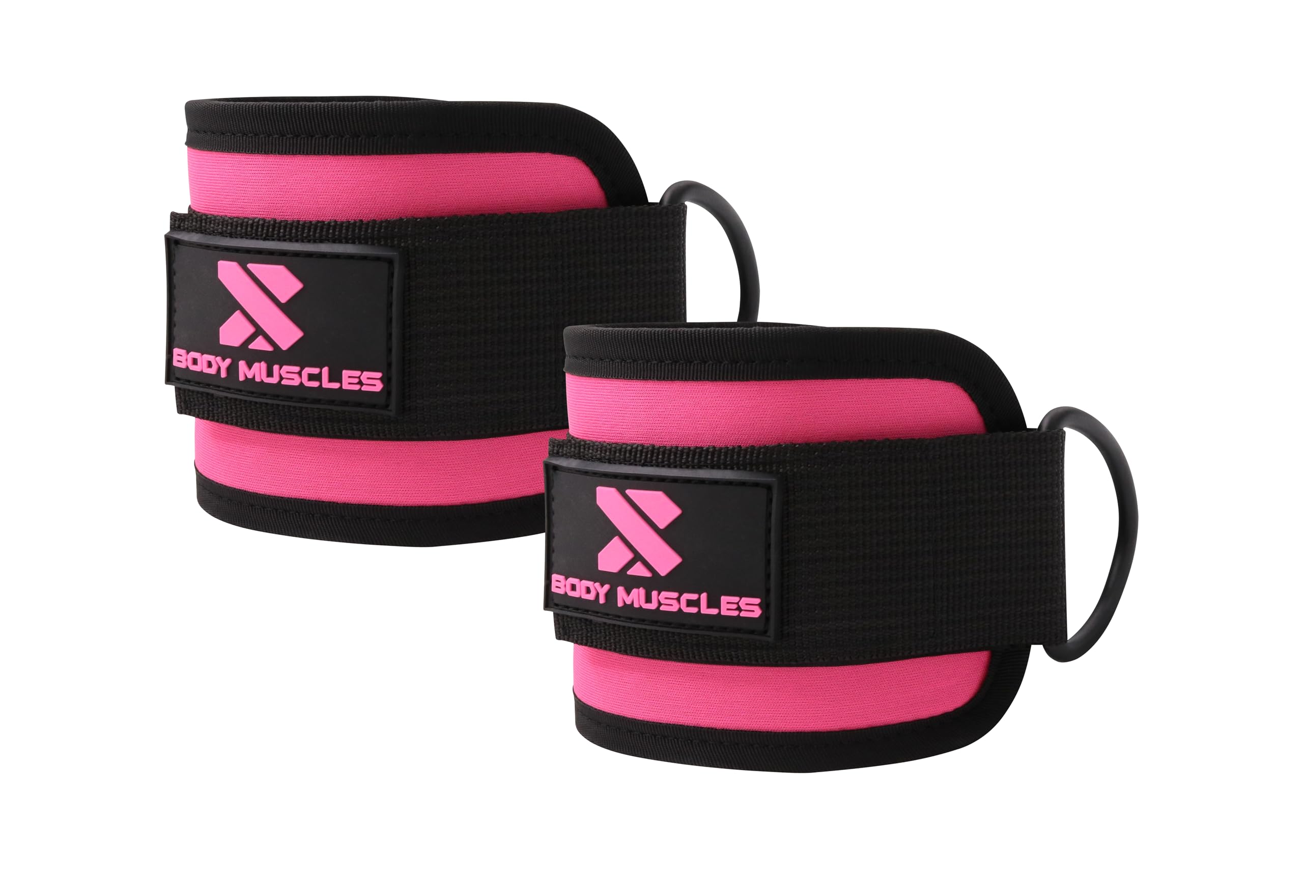 BODY MUSCLES Ankle Straps for Cable Machines Women & Men - Gym Ankle Cuff Cable Attachment for Kickbacks, Glute Workouts, Leg Extensions, Booty Hip Abductors Exercise (Pink)