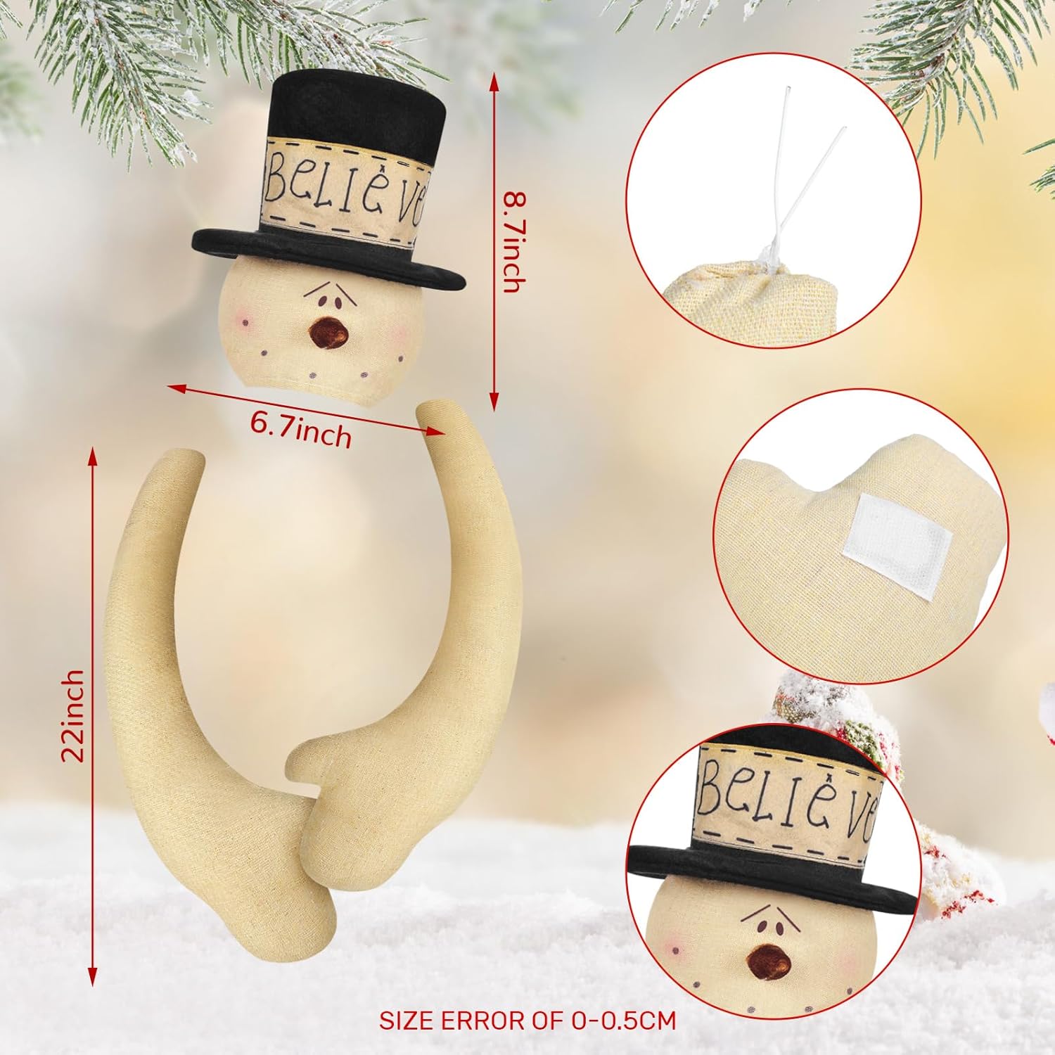 Snowman Christmas Tree Topper Large Plush Snowman Hug Xmas Treetop for Christmas Party Holiday Winter Home Decoration