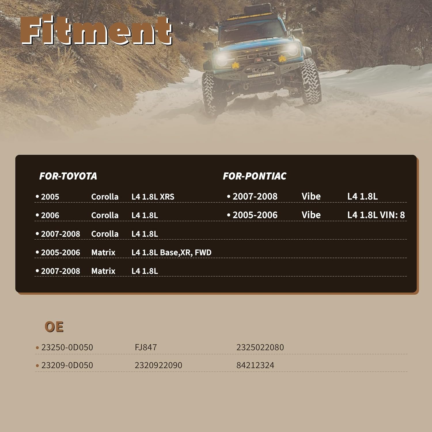 Fuel Injectors 4PCS Fit for-/TOYOTA Corolla 1.8L 2005-2008, /Yaris 1.5L 2006-2018, For-/Pontiac Vibe 1.8L 2005-2008 23250-0D050 23209-0D050