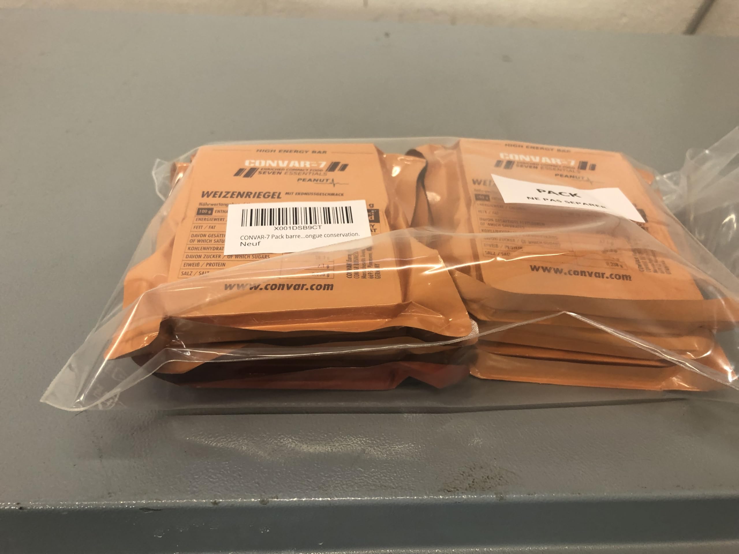 CONVAR-7 Pack Barretta energetica alle arachidi, per attività sportive e all'aperto, cibo di emergenza, razione di sopravvivenza. Gusto di arachidi, confezione compatta e lunga durata di conservazione