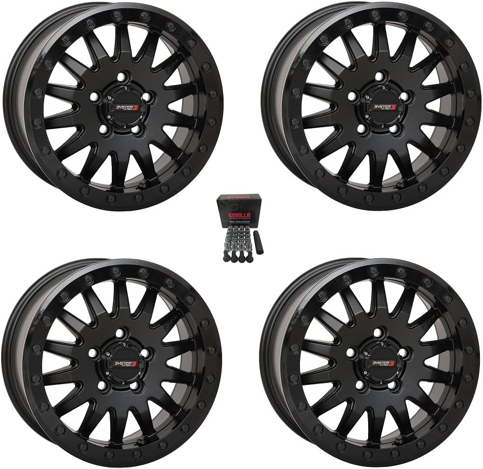 System 3 SB-8 Beadlock 15" Wheels Matte Black +38mm Polaris RZR Turbo R & Pro R Ranger 1500 Xpedition