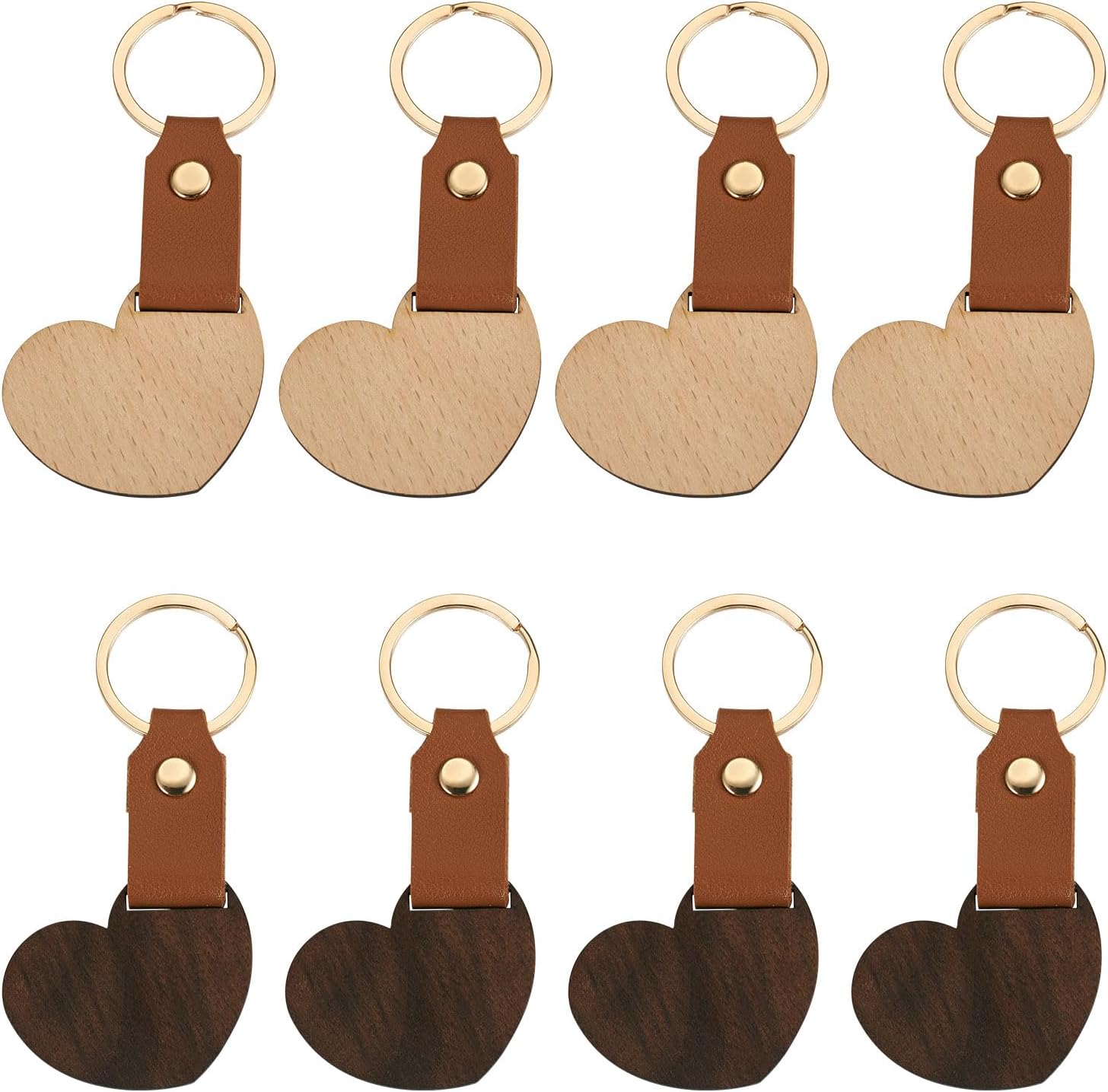 10Pcs Wood Keychain Blanks Heart Wooden Keychain Tag with Leather Strap for DIY Craft Valentine’s Day Anniversary Birthday Gift Decoration