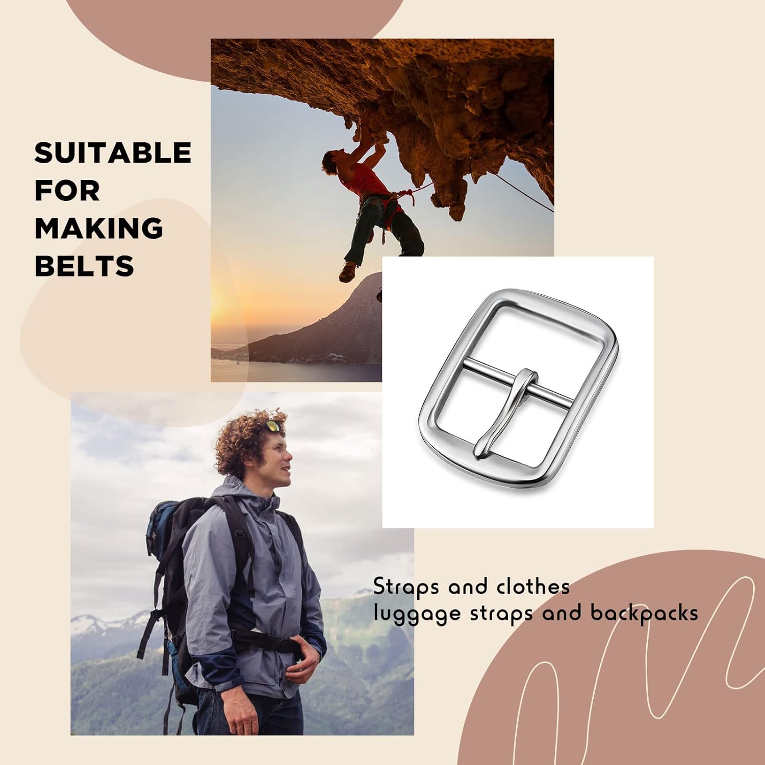 MTLEE 2 Pcs 1.5 Inch Buckles Stainless Steel Square Belt Buckles for Men Wide Heavy Duty Silver Leather Craft Accessories - Image 6