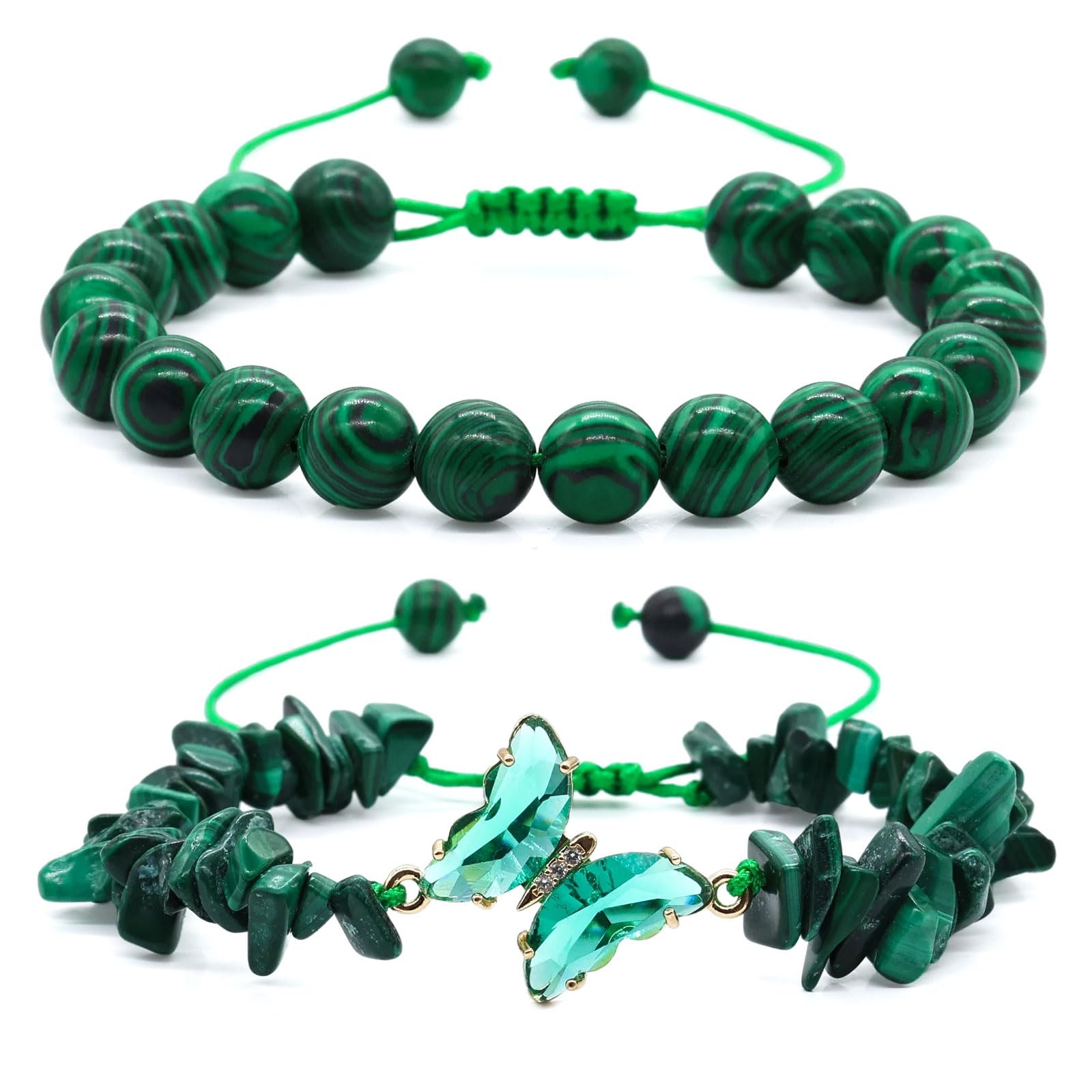2 Stück Verstellbare Schmetterlings Amethyst Armband für Damen, 8mm Natürlicher Lila Edelstein Heilsteine Armband Schmuck für Muttertag Geburtstag Valentinstag Weihnachten Geschenke
