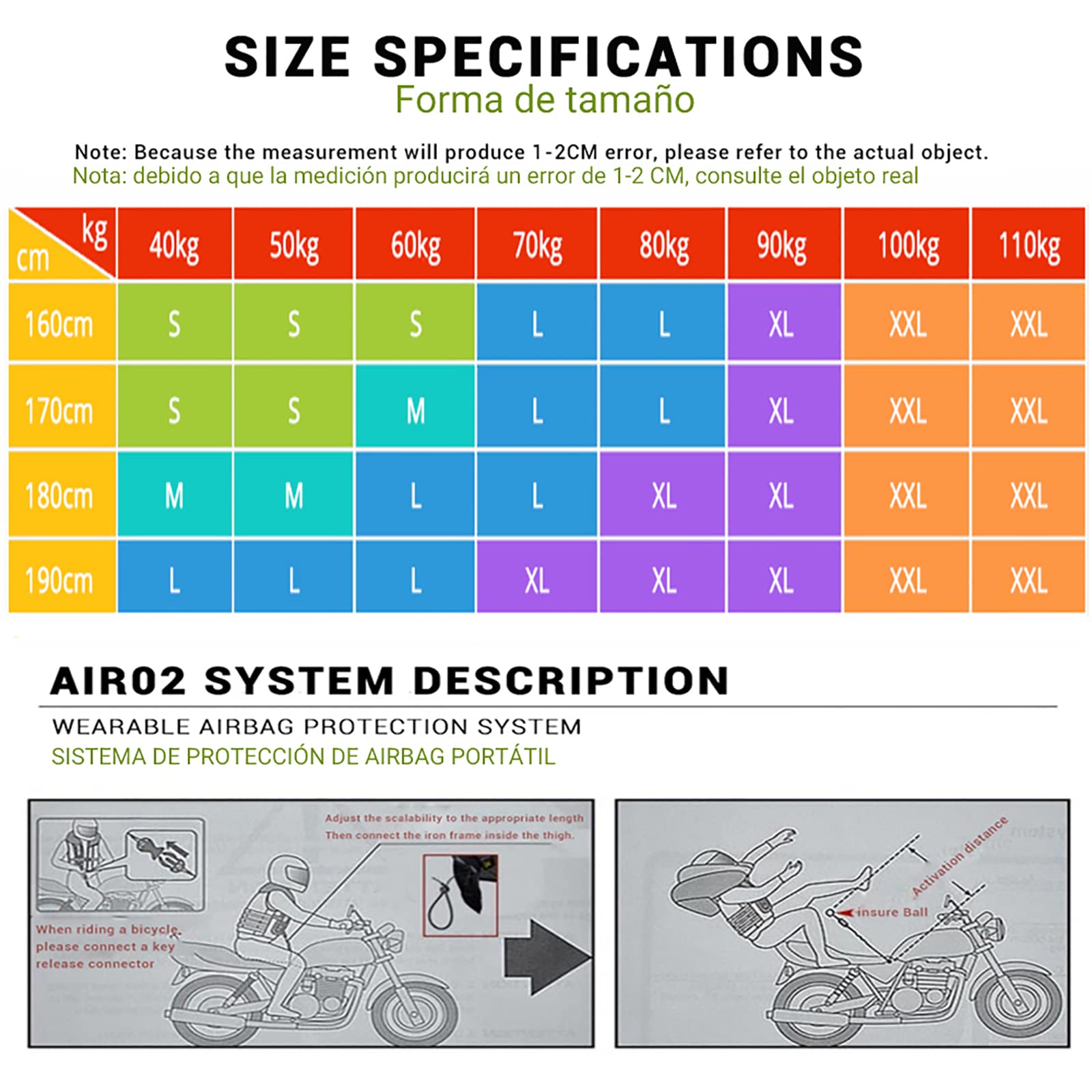 FAXIOAWA Giacca da moto, gilet da moto con airbag riflettente avanzato, adatto per uomini e donne adulti, nero, L