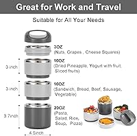 Vista 2 de Lille Home Lonchera de acero inoxidable de 3 capas de 1.43L - A prueba de fugas, sin BPA, caja Bento aislada para preparación de comidas sobre