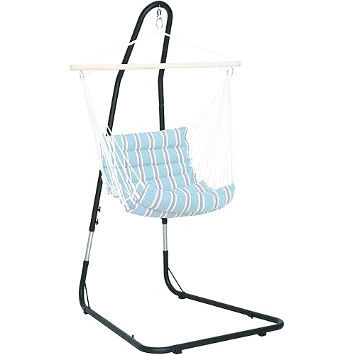 Best Choice Products Adjustable Weather-Resistant Metal Curved Hammock Chair Swing Stand w/Rubber Feet and Galvanized Steel Hook, Black