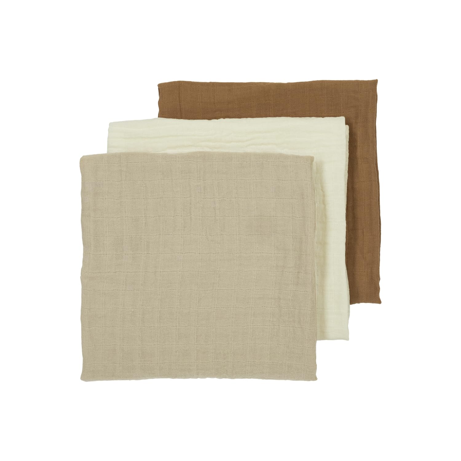 MEYCO Muslin Nappies 70 x 70 cm Pack of 3 Muslin Burp Cloth Off White/Sand/Toffee — image 1