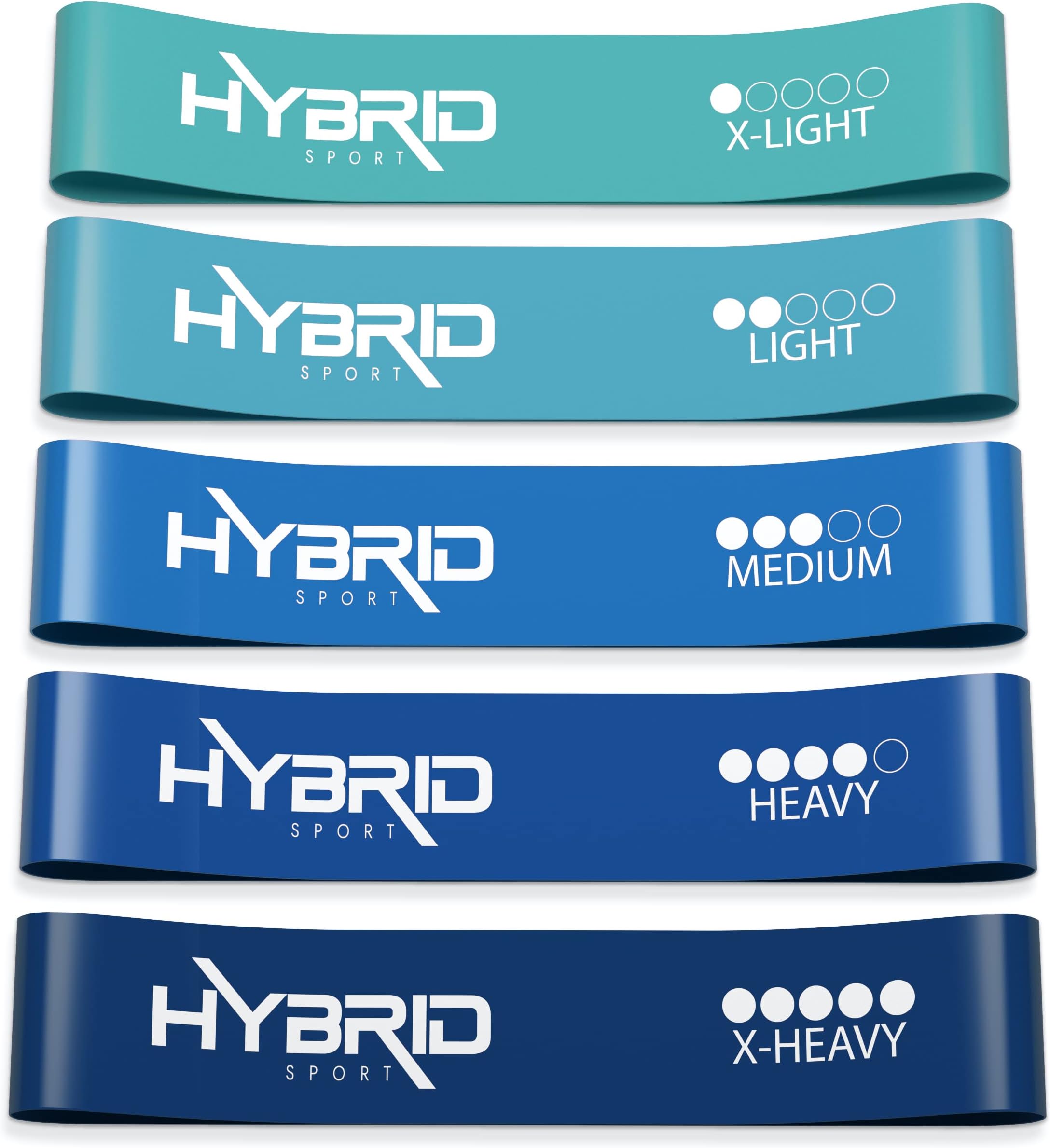 Hybrid Resistance Bands [Set of 5] PREMIUM Skin Friendly | 5 Strength Levels Loop Exercise Bands for Pilates, Training, Physio Therapy, Stretching, Home Gym | FREE Guide and Bag for Men and Women