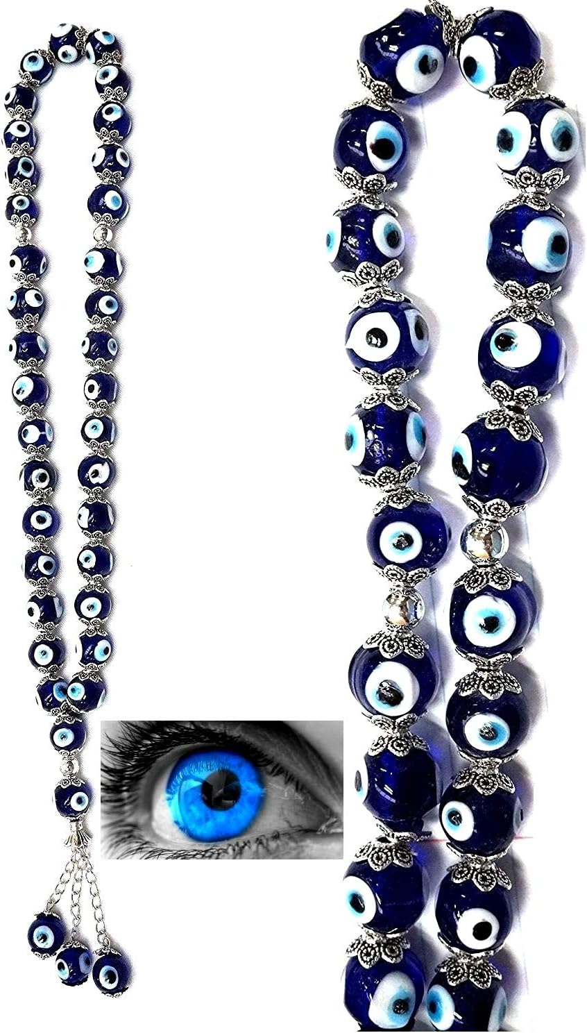LARGE tasbeeh Tasbih Prayer Beads Worry Beads Tasbeeh Tasbih Misbaha Subha Lucky Evil Eye Large Hamsa Home Decor Protection froom Evil Eye CAR window door hanging