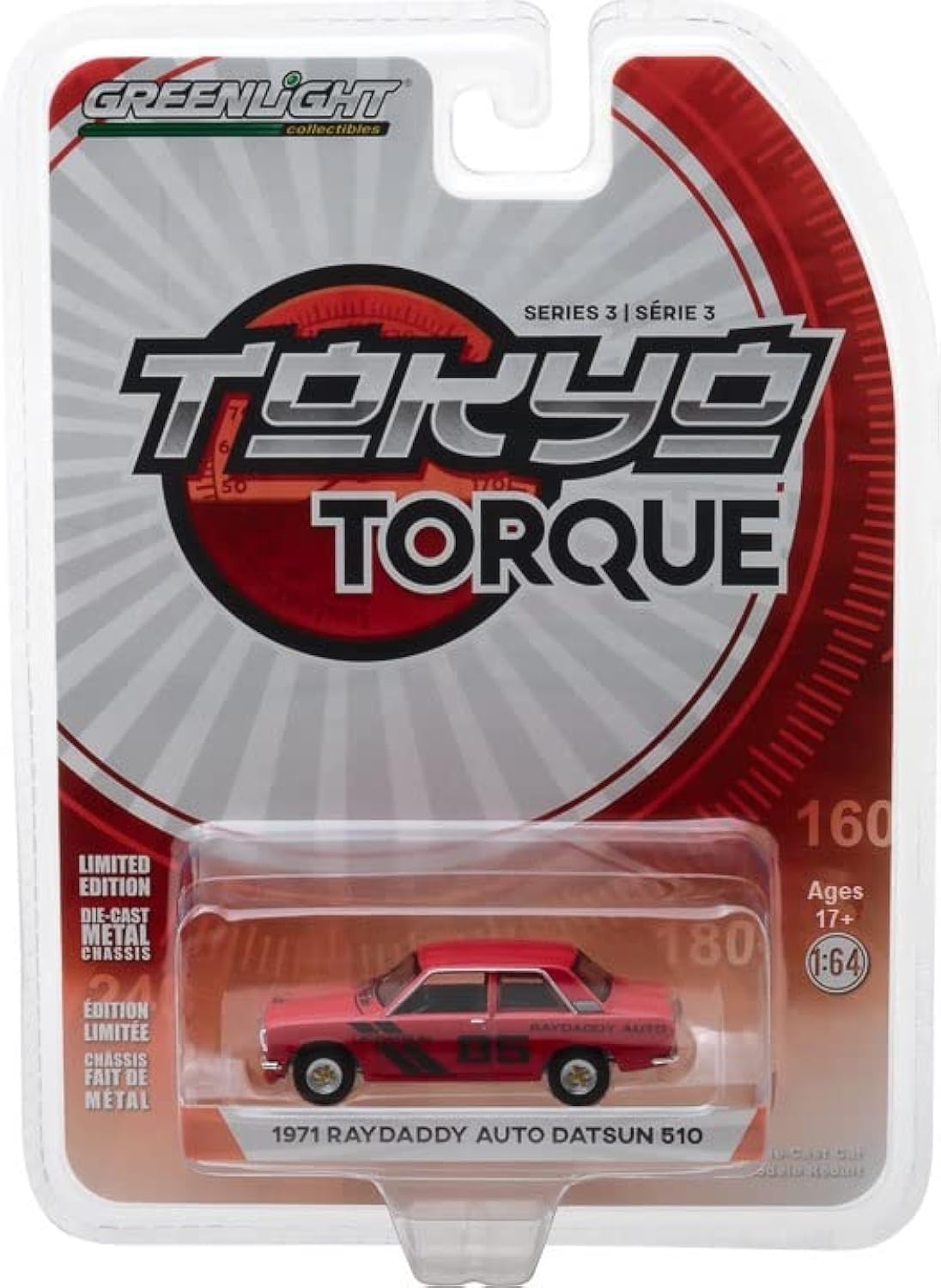 My Pet Elephant Greenlight 47010-E Tokyo Torque Series 3 - 1971 Datsun 510 - #85 Raydaddy Auto 1/64 Scale