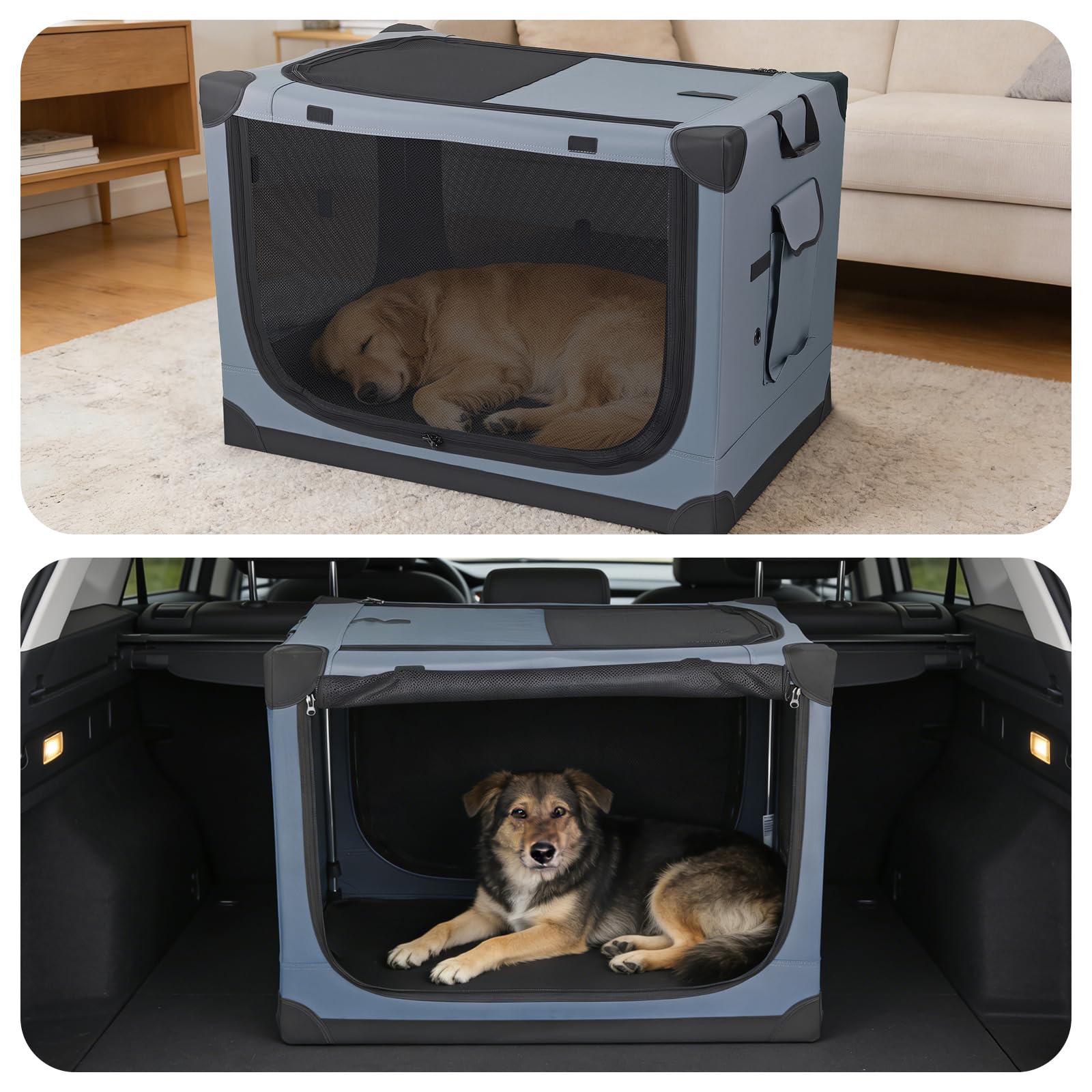 Transportin Gato Perro Plegable 85x64x60 cm, Bolsa Transporte Transpirable para Mascotas, Caja Plegable Transportadora Portador de Viaje Mascotas para el hogar y los Viajes