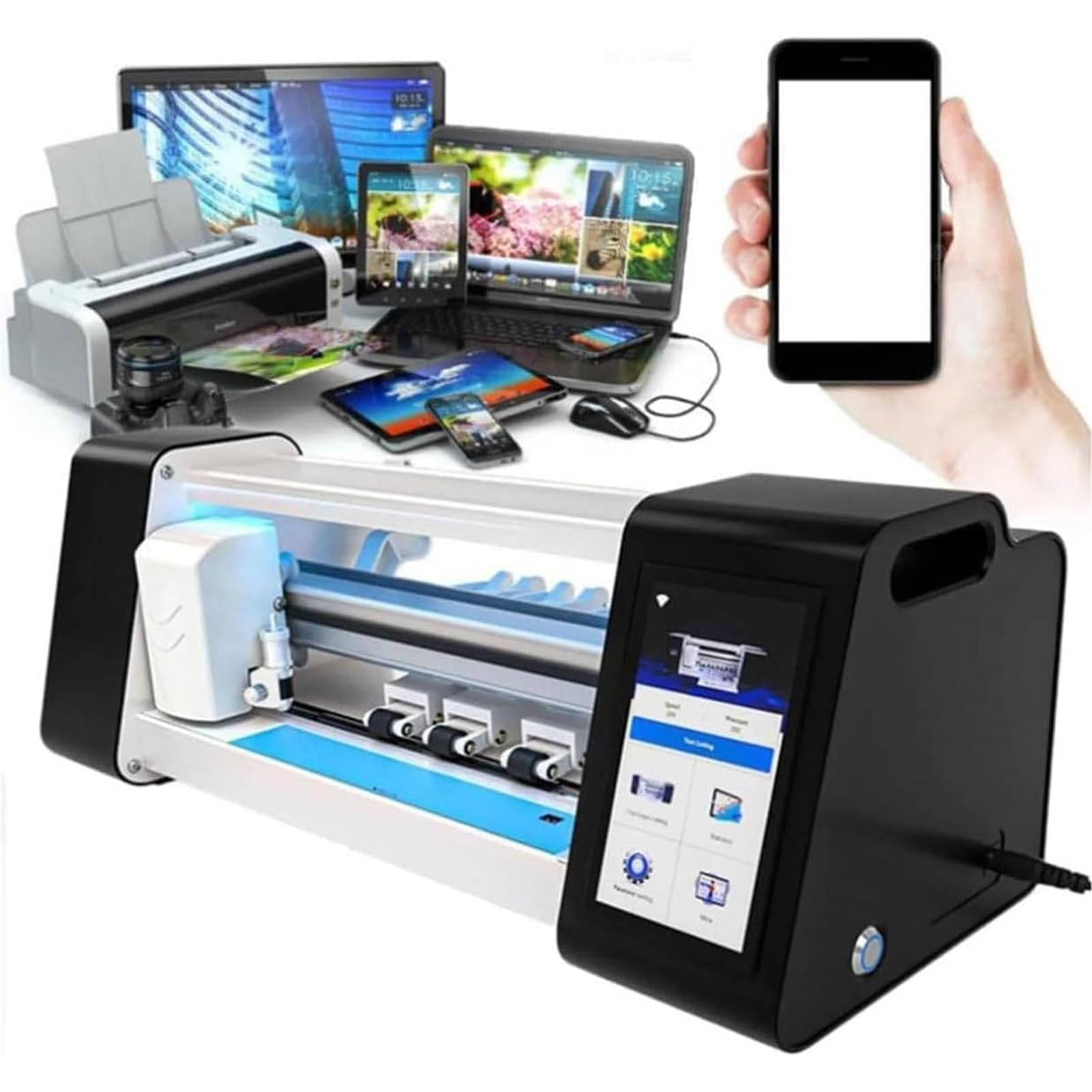 Tagliafilm per Telefono, Macchina Taglio Pellicola Idrogel Protettiva, Taglio Pellicola Schermo Telefono Mobile, per Smartphone, Orologi e Tablet, Supporta Pellicola 16", Funzione DIY
