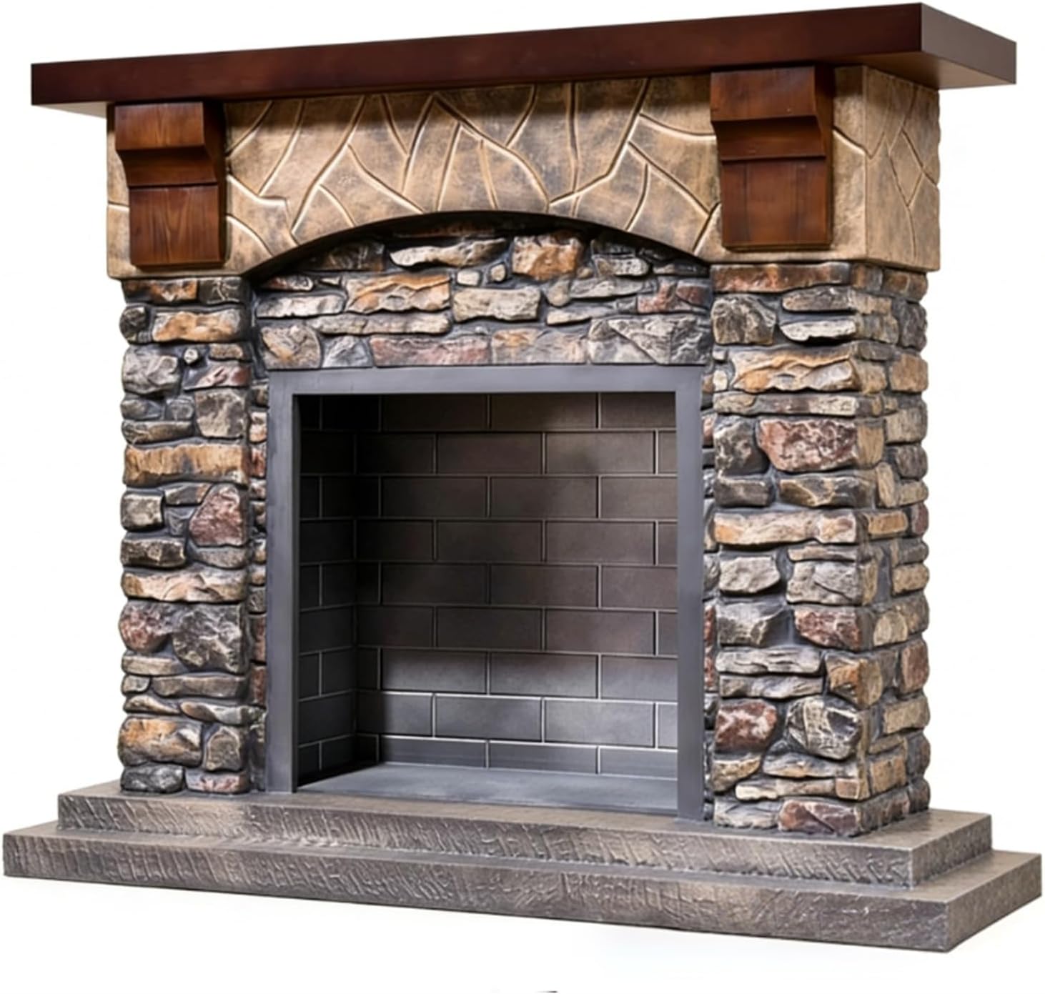 Fireplace Mantel Surround Faux Stone Fireplace with Mantel Freestanding Rustic Stacked Surround