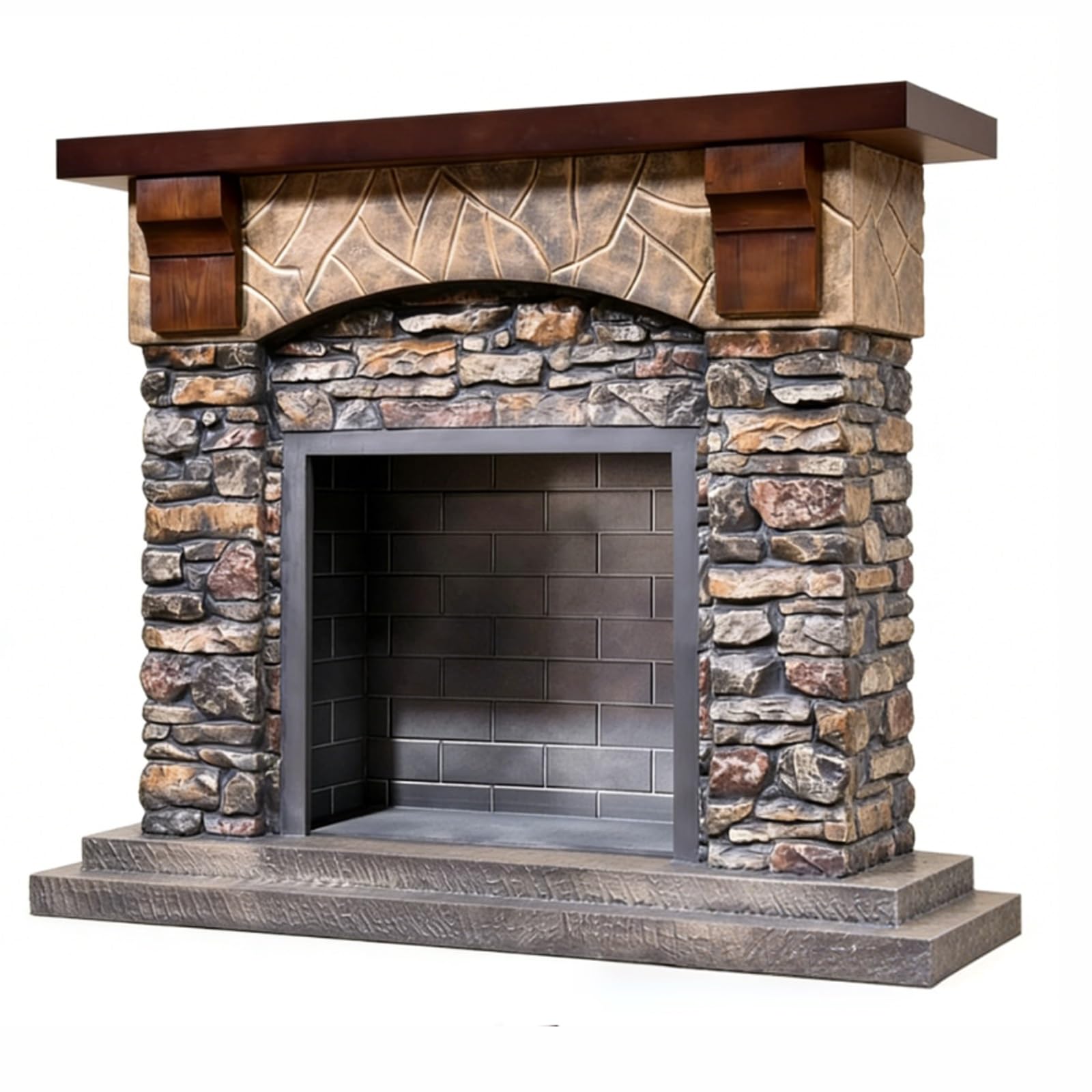 Mantels Surrounds Faux Stone Fireplace with Mantel Freestanding Rustic Stacked Surround Decorated Frame