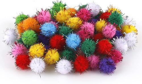 Bolas de purpurina de colores, bolas peludas de pompón, pompones de Navidad, pompones de bricolaje, suministros de manualidades, materiales de