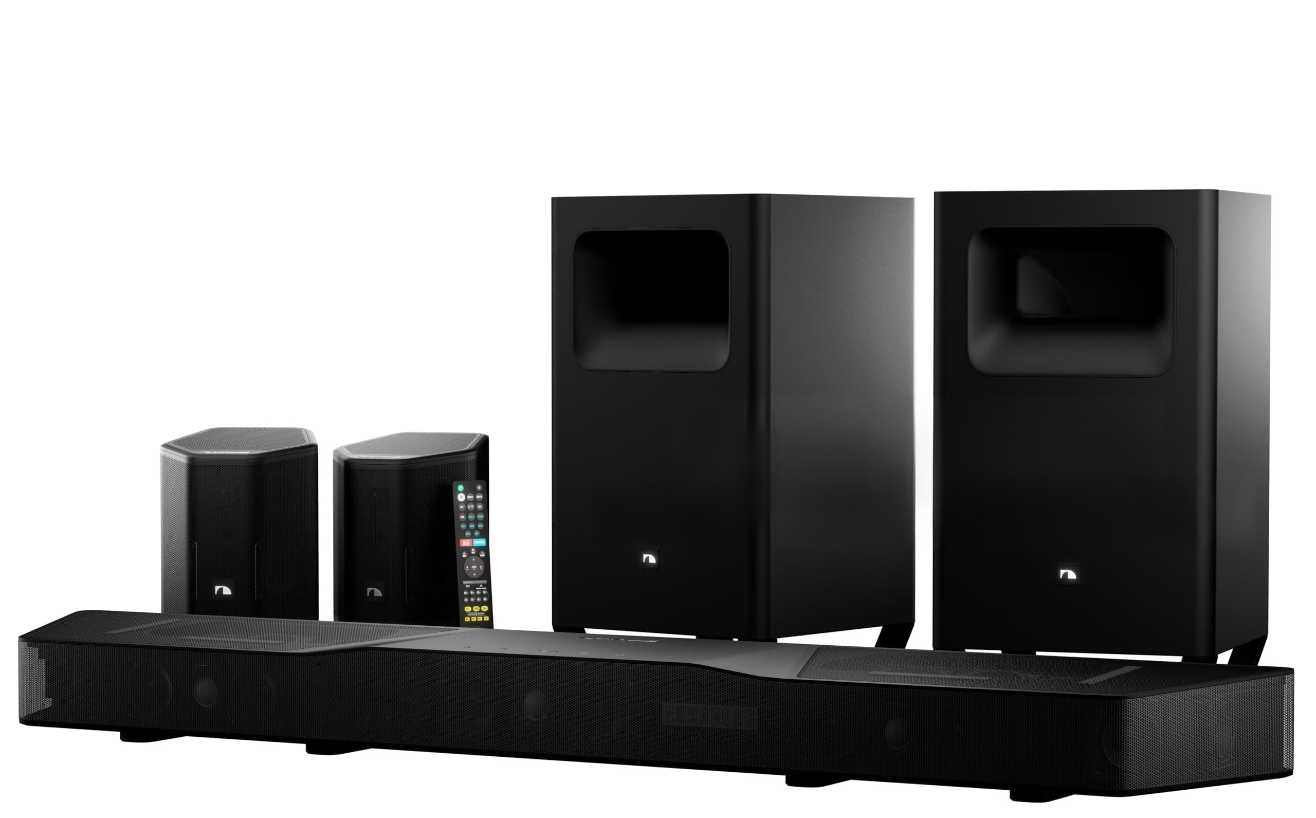 Nakamichi Shockwafe 11.2.6 Channel Dolby Atmos/DTS:X Soundbar with Upgraded Dual 10” Subwoofers, Wireless Bipolar Surrounds, 6 Height Channels, AHD Ultra, 31 Punktkilde Drivers (2025 Flagship)