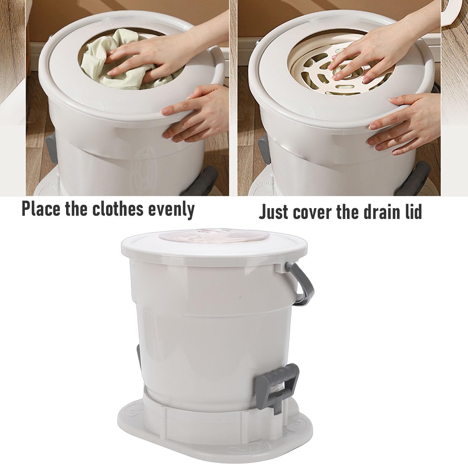 Sèche-linge Manuel Portable sans électricité Nécessaire avec Couvercle Transparent, Tuyau de Drainage de 4,9 Pieds pour Appartements, Dortoirs, Camping, Camping-car, Déshydrateur