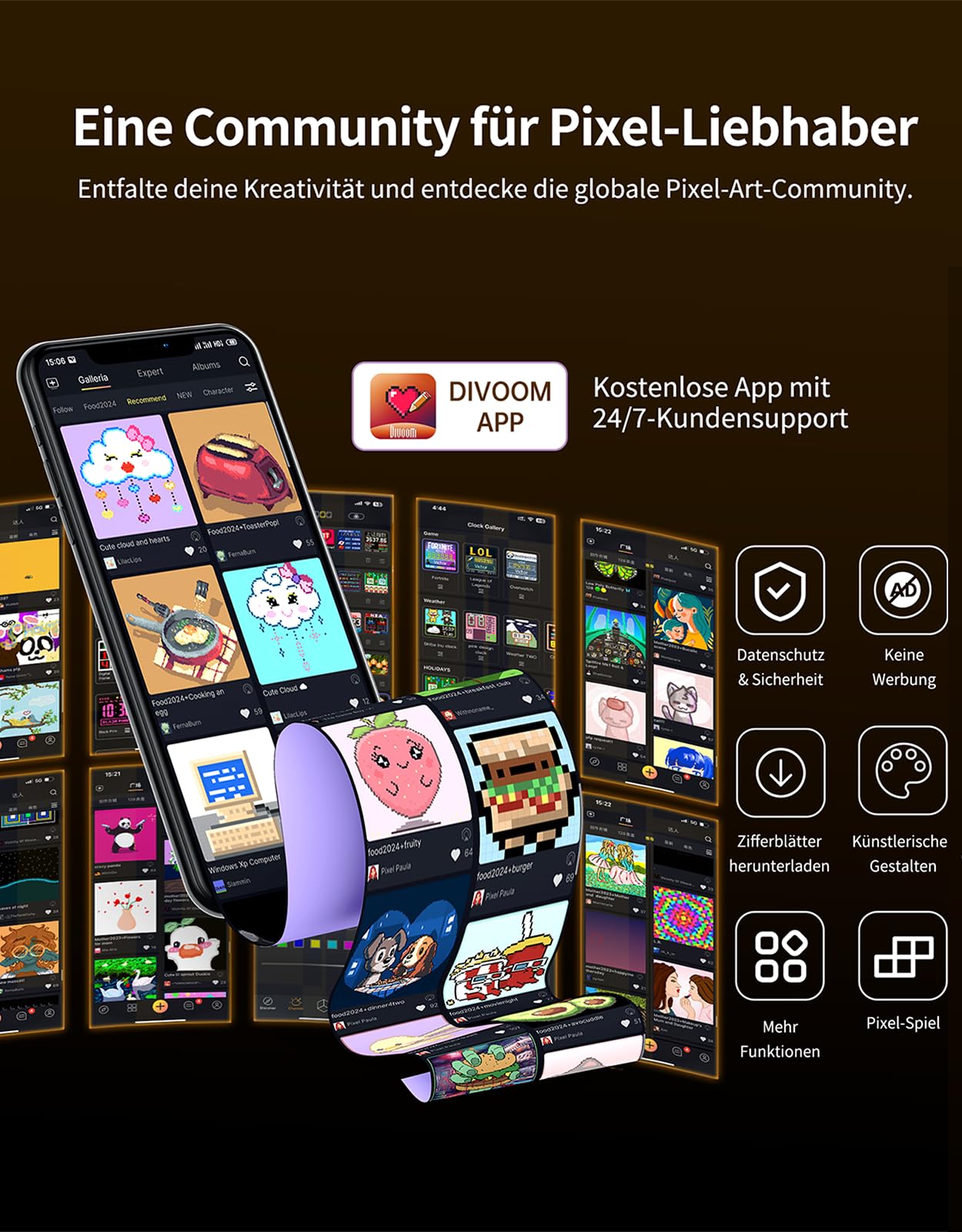 Divoom Times Gate Cyfrowy Zegar Gamingowy RGB LED Smart APP WLAN
