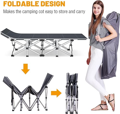 Miniatura 5 de Catres plegables de camping para adultos, cuna resistente con bolsa de transporte, cama de dormir portátil para campamento, oficina, uso al aire