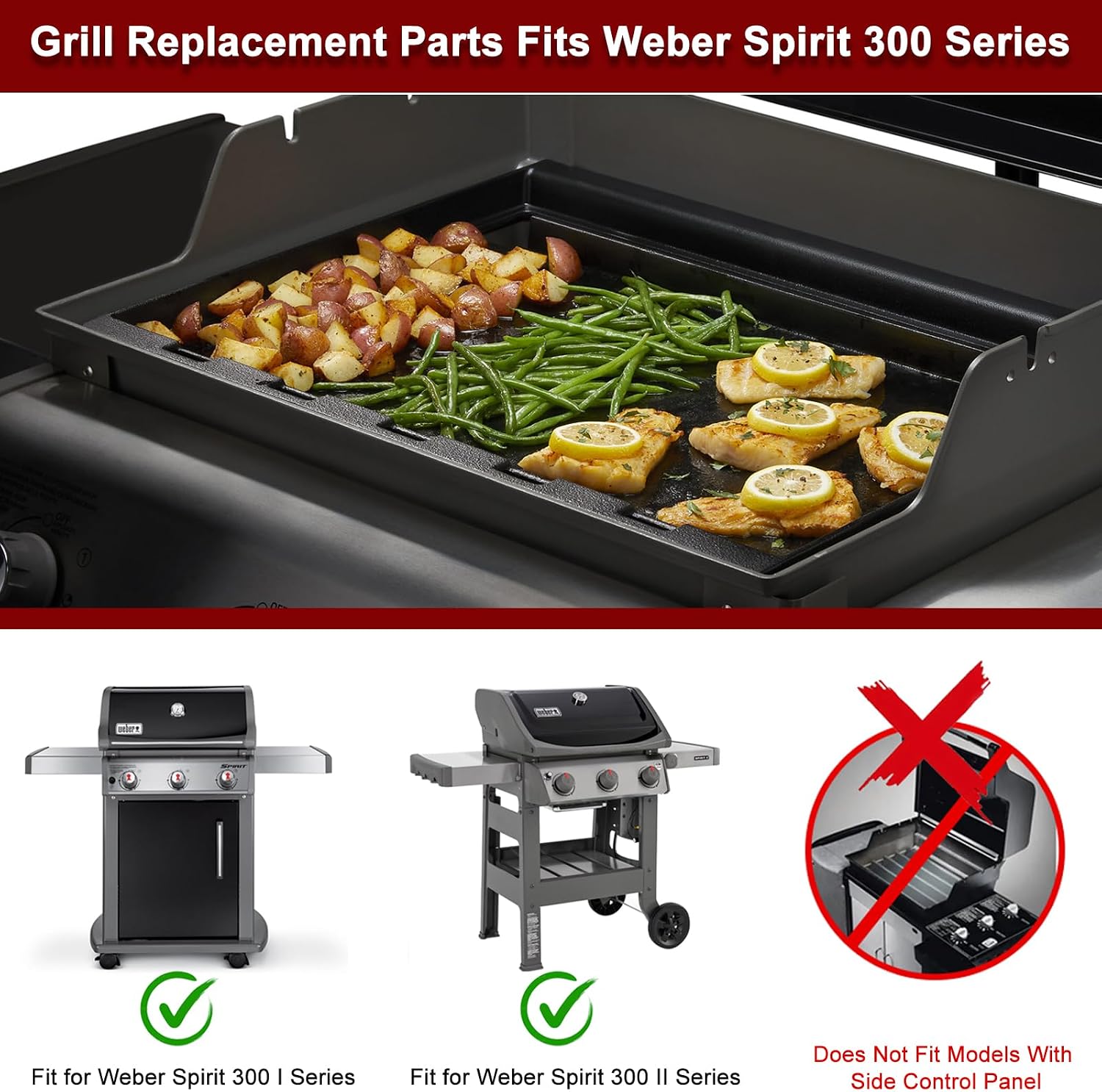 Hiorucet Grill Parts 7636 Flavorizer Bars 7638 Grates for Weber Spirit I and Spirit II Series with Front Controls, E310 E320 E330 S310 S320 S330 SP310 SP320 SP330 GS4 for Weber Spirit E310 Grill Parts