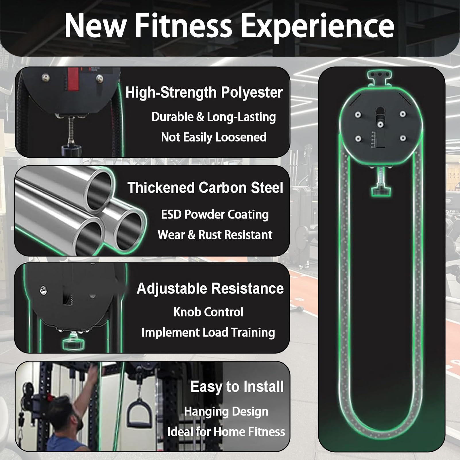 Fitness Seiltraining - Endlos-Seiltrainer mit verstellbarem Widerstand für Home Gym Workouts - Ganzkörper-, Cardio-, Krafttraining