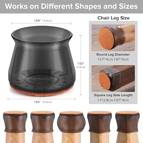 Miniatura 9 de 24 protectores de suelo de silicona mejorados para patas de silla para suelos de madera dura, deslizadores de muebles para patas de silla,