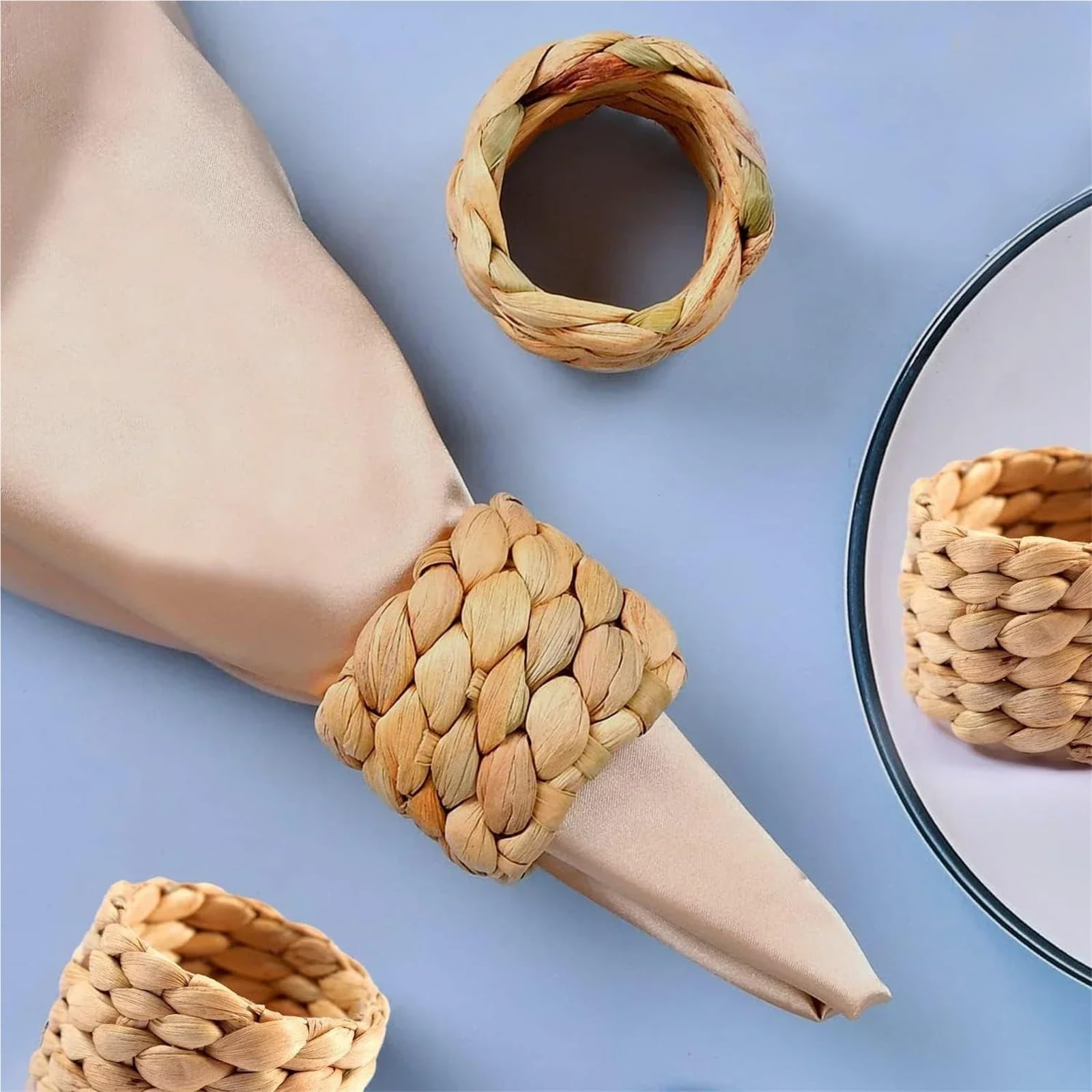 Lot de 30 ronds de serviette tissés à la main - Décorations de table