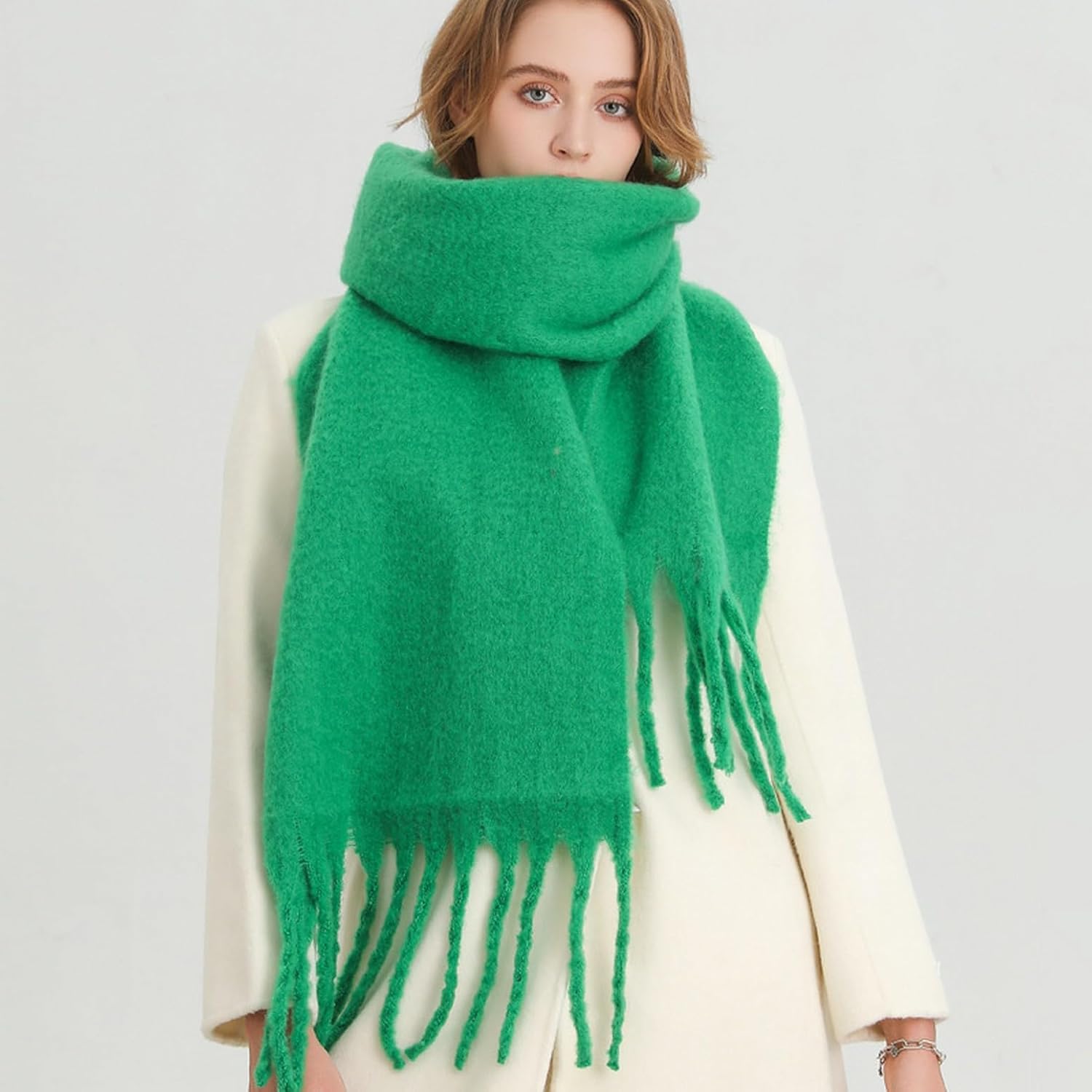 Women's Fall Scarf Warm Winter Scarf Soft Fashion Spring Cozy Cute Winter Casual Fringe Loose