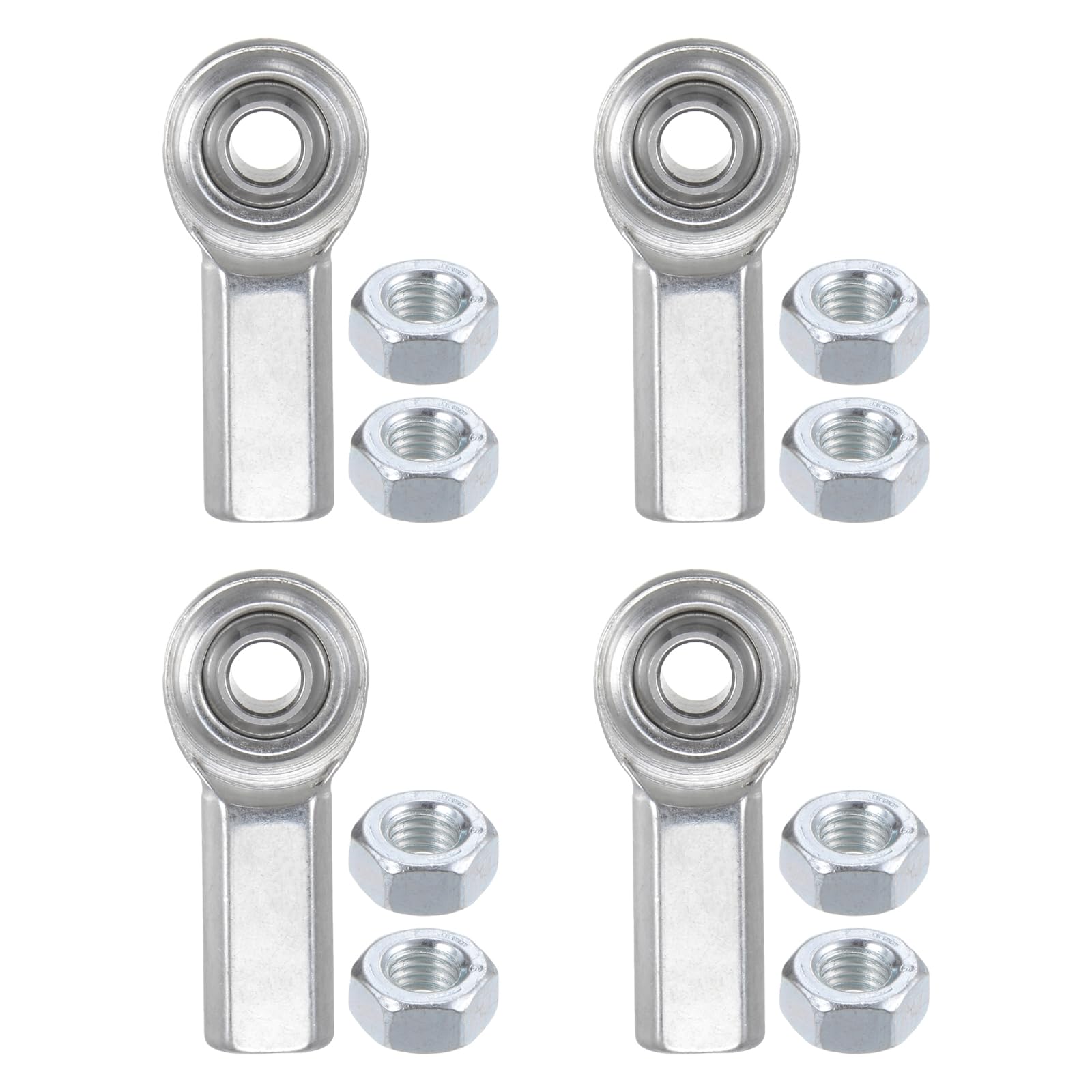 Kozelo 4pcs CF4 Rod End Joint Bearing - [1/4" Bore, 1/4-28 UNF Right Hand Thread] Female Rod End with Jam Nuts, 45# Carbon Steel