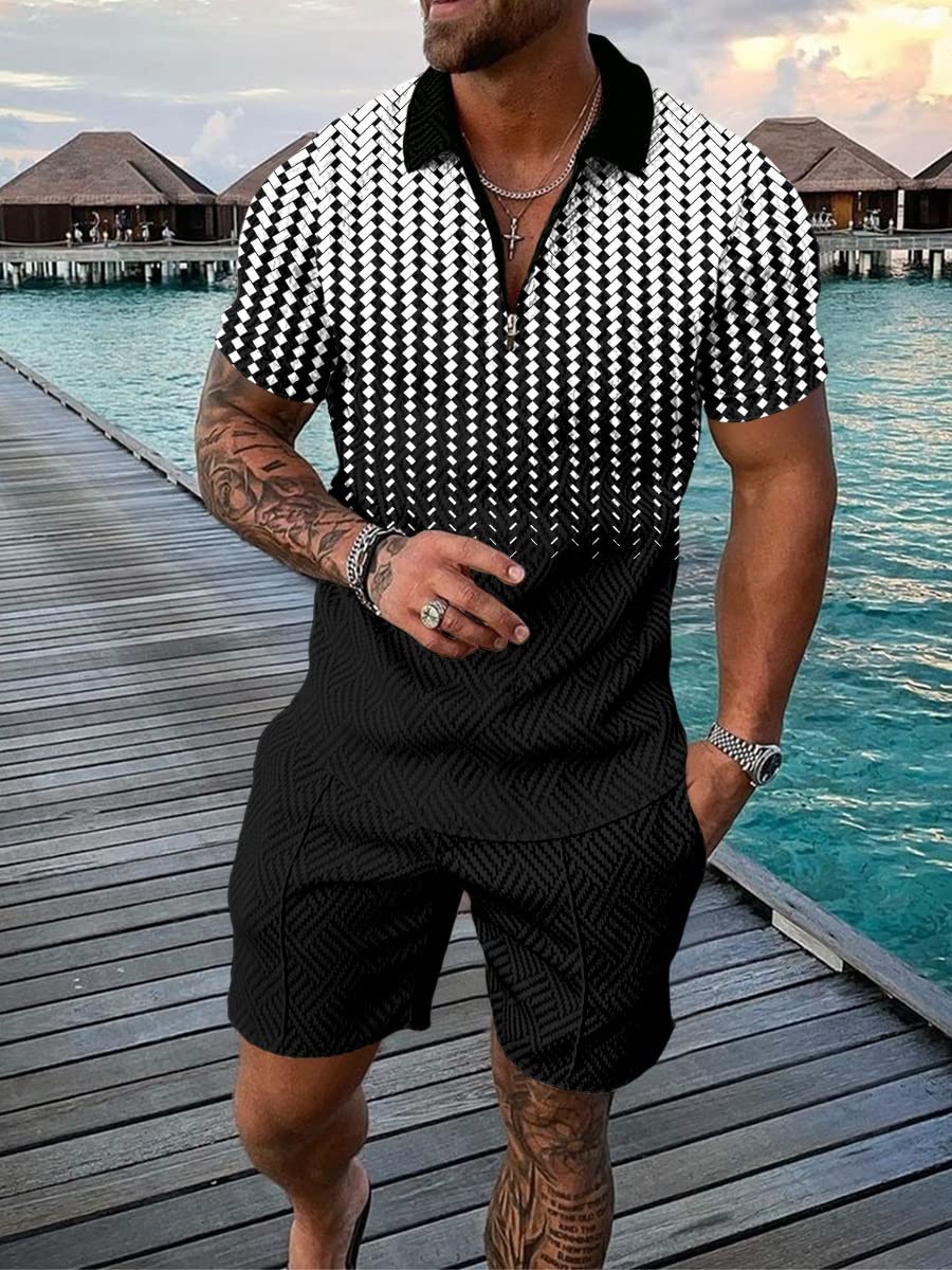 Letni hawajski dres treningowy, odzież męska, spodnie polo, zestaw 2 szt, 1114, XL