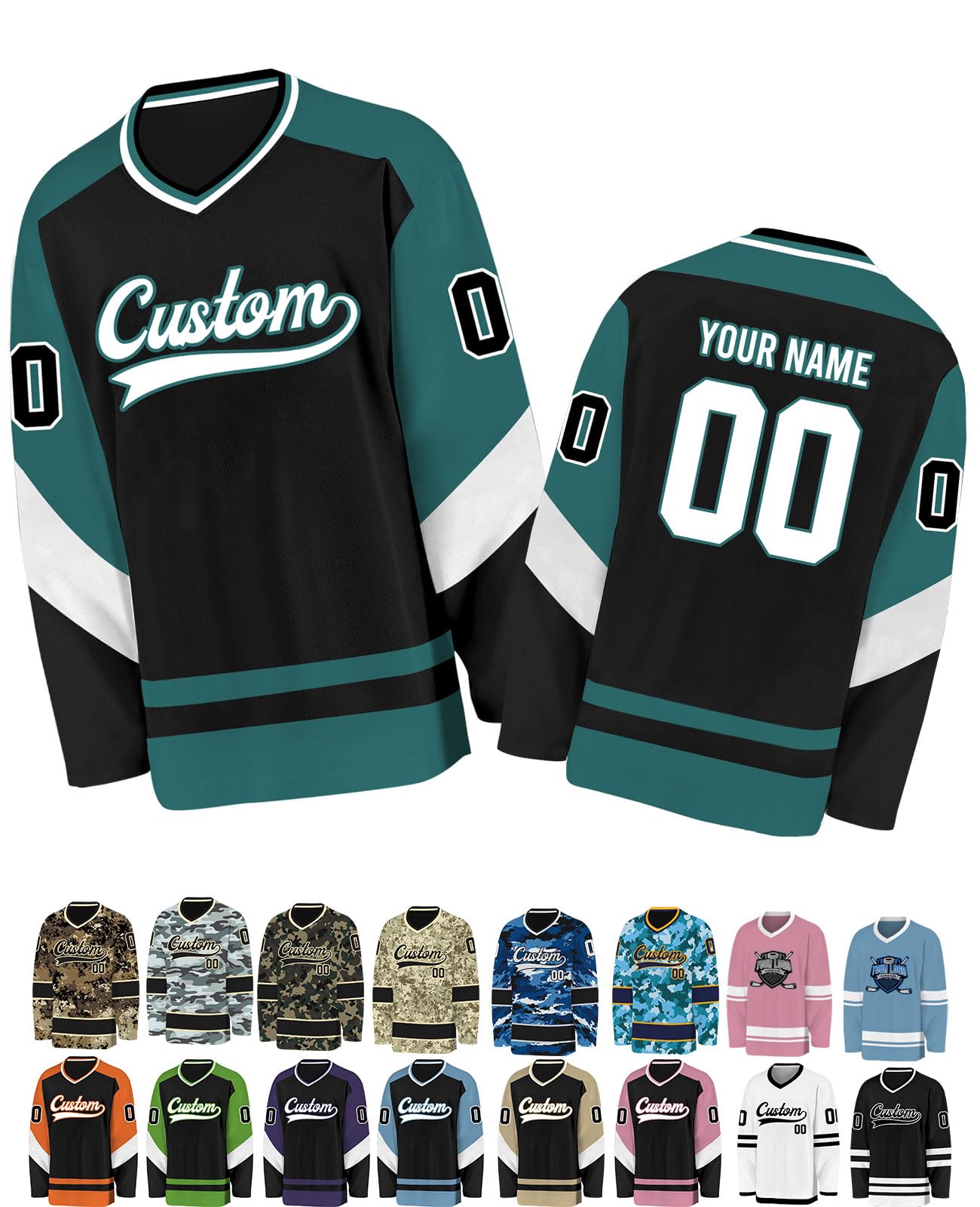 Custom Hockey Jersey for Youth Men Personalized Ice Hockey Jerseys Customized Printed Name Number Logo Long Sleeve Hip Hop