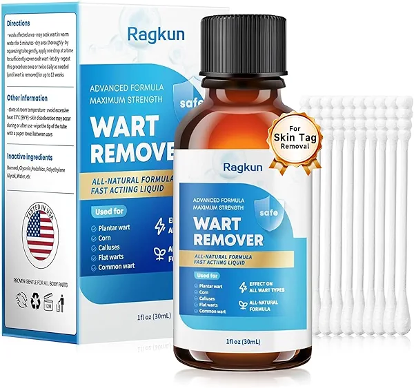 Ragkun Fast-Acting Skin Tag Remover Wart Remover with Salicylic Acid, Wart Removal for Women Men, Wart Freeze Off for Plantar Wart, Flat, Common, Corn,H Wart, Callus 30ML