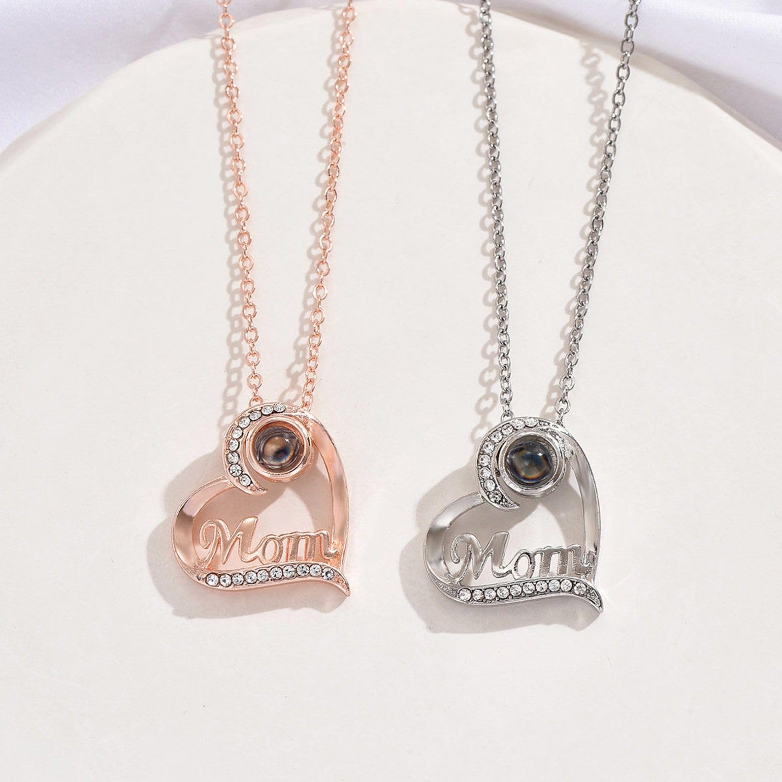 Ciondolo commemorativo della collana della foto del cuore della mamma argento sterling 925 personalizzato della collana della foto per il giorno di San Valentino fatto a mano