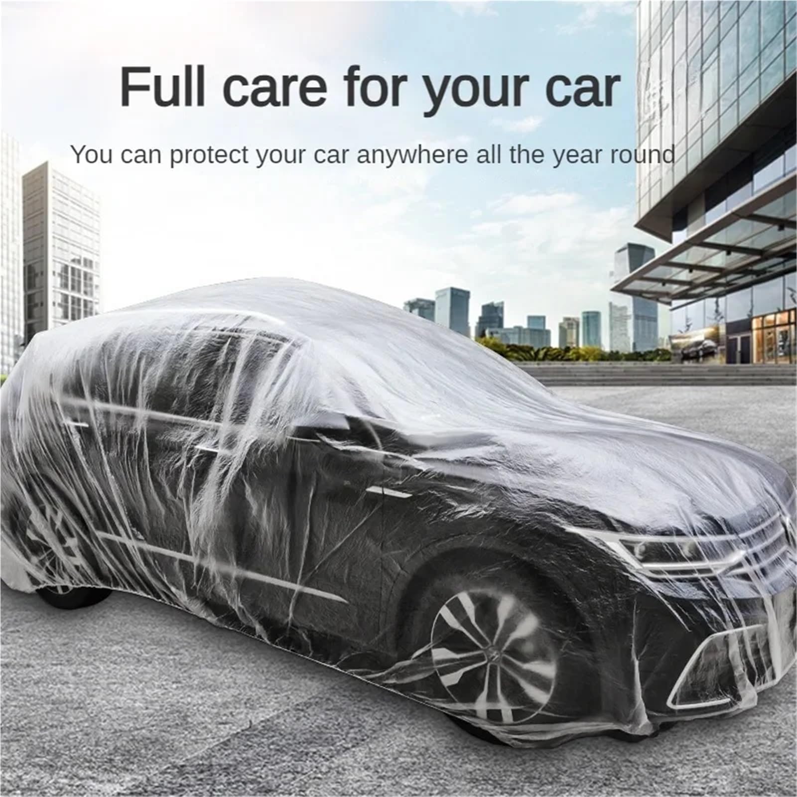 Couverture de Protection Voiture Lot de 1 à 10 Housses Protection jetables pour Voiture, Transparentes, en Film PE, pour la Pluie Housses d'automobile(Transparent-L,10PCS)
