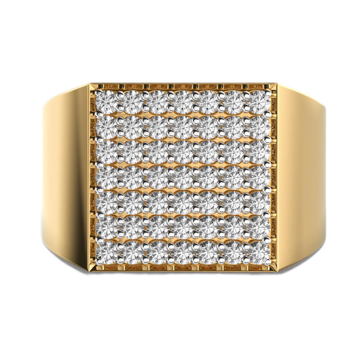 Anillo de sello grueso con ilusión atrevida para hombre, en plata de ley 925 | chapado en oro | con moissanita, forma redonda, lujosos anillos de joyería hechos a mano para hombre | WWJR_0743