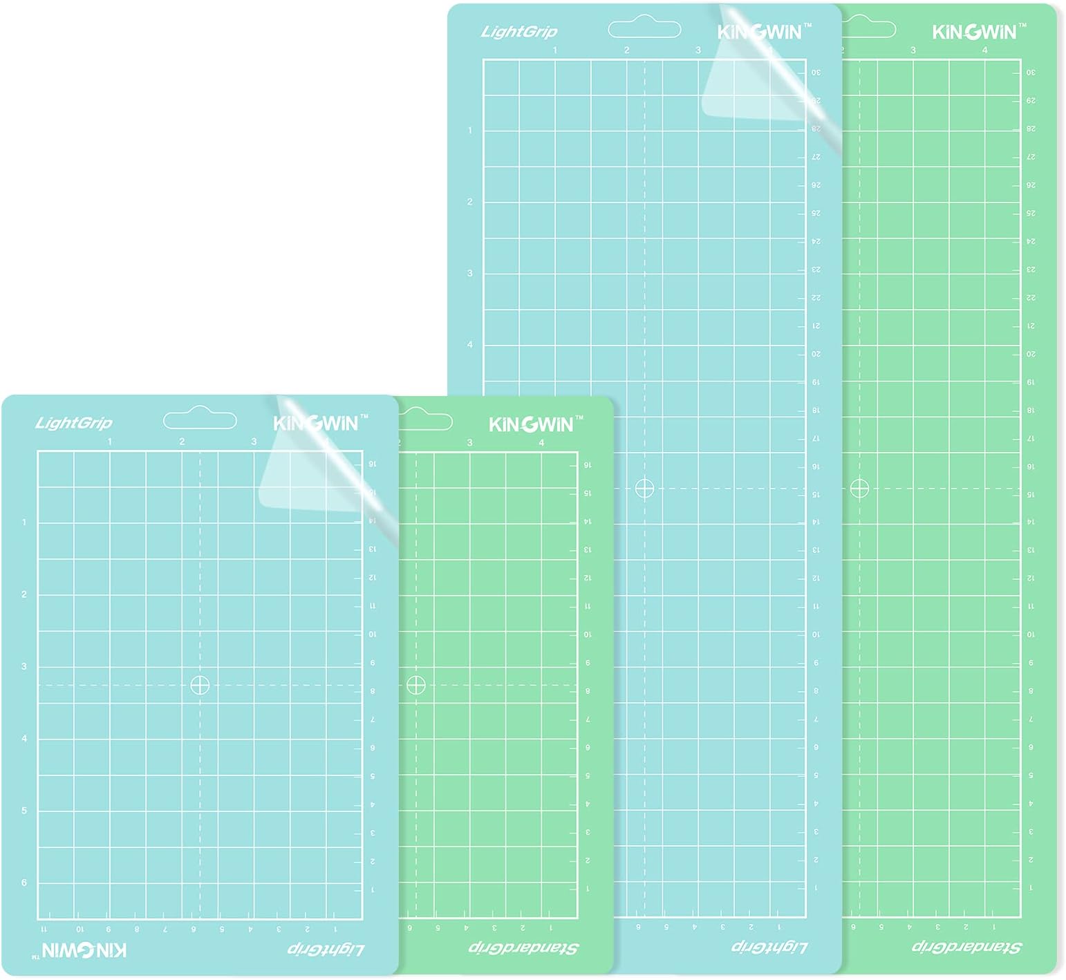 KINGWIN Mini Cutting Mat for Cricut Joy Accessories Two Light Grip & Two Standard Grip 4.5”X12”& 4.5”X6.5” Sticky Cutting Mats for Cricut Joy 4 Crafts Mats Replacement