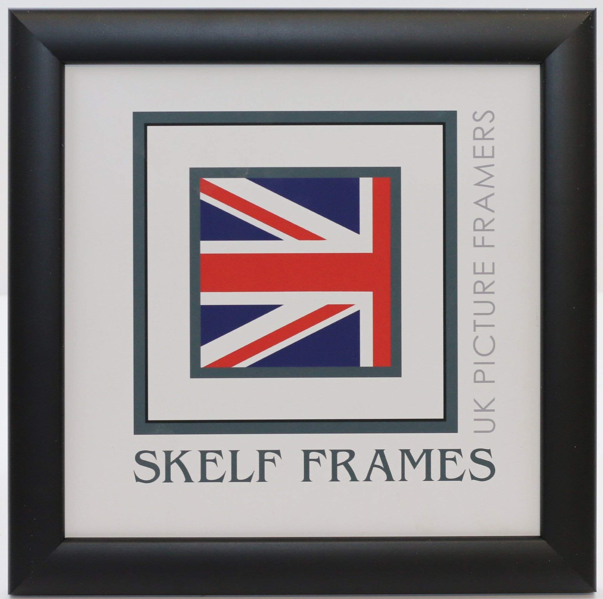 Skelf Frames 500mm x 500mm Square Picture Photo Frame in Matt Black Solid Wood with Styrene Hand made in Yorkshire (Multiple Sizes)