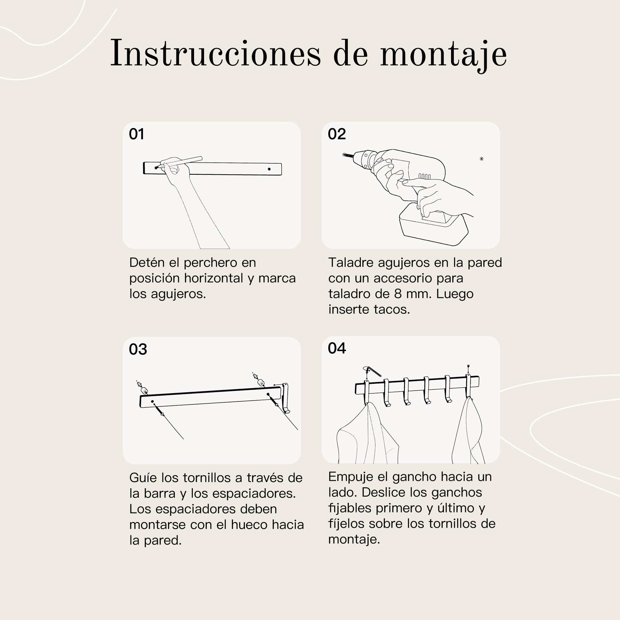 Design Hamburgo Perchero de Pared I Moderno Colgador de Pared para Abrigos I Percheros de Pared con Ganchos de Metal Móviles I Perchero Entrada Recibidor | 58 cm | Negro Mate