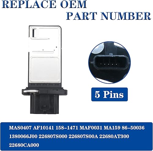 Miniatura 2 de Medidor de flujo de aire masivo 22680-7S000 compatible con Nissan Pathfinder Titan Frontier Altima Versa Armada Xterra 04-08 Infiniti G35 FX35 M35