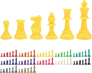 WE Games Color Bright Plastic Staunton Tournament Chess Pieces with 3.75 in. King - Half Chess Set of Chess Pieces Only, Yellow