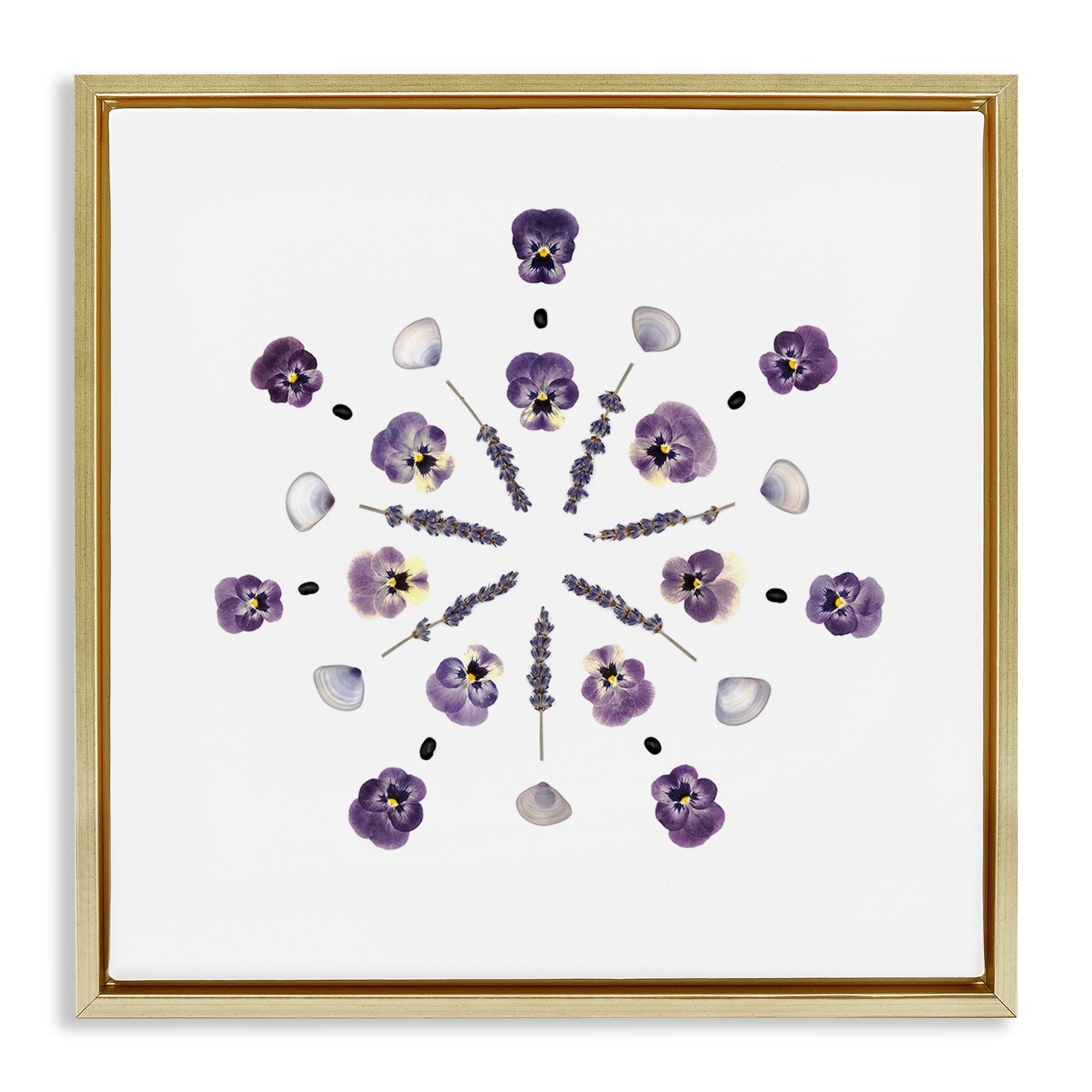 'Pansies & Lavender Symmetry'| Floating Frame Canvas Art