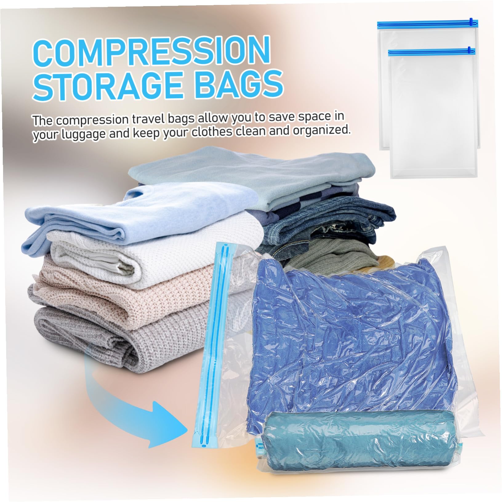 12 pezzi Sacchetti Compressione per Viaggio Riutilizzabili in Materiale Resistente Misure per Abbigliamento e Biancheria Organizer Compatti per Valigia e Armadio
