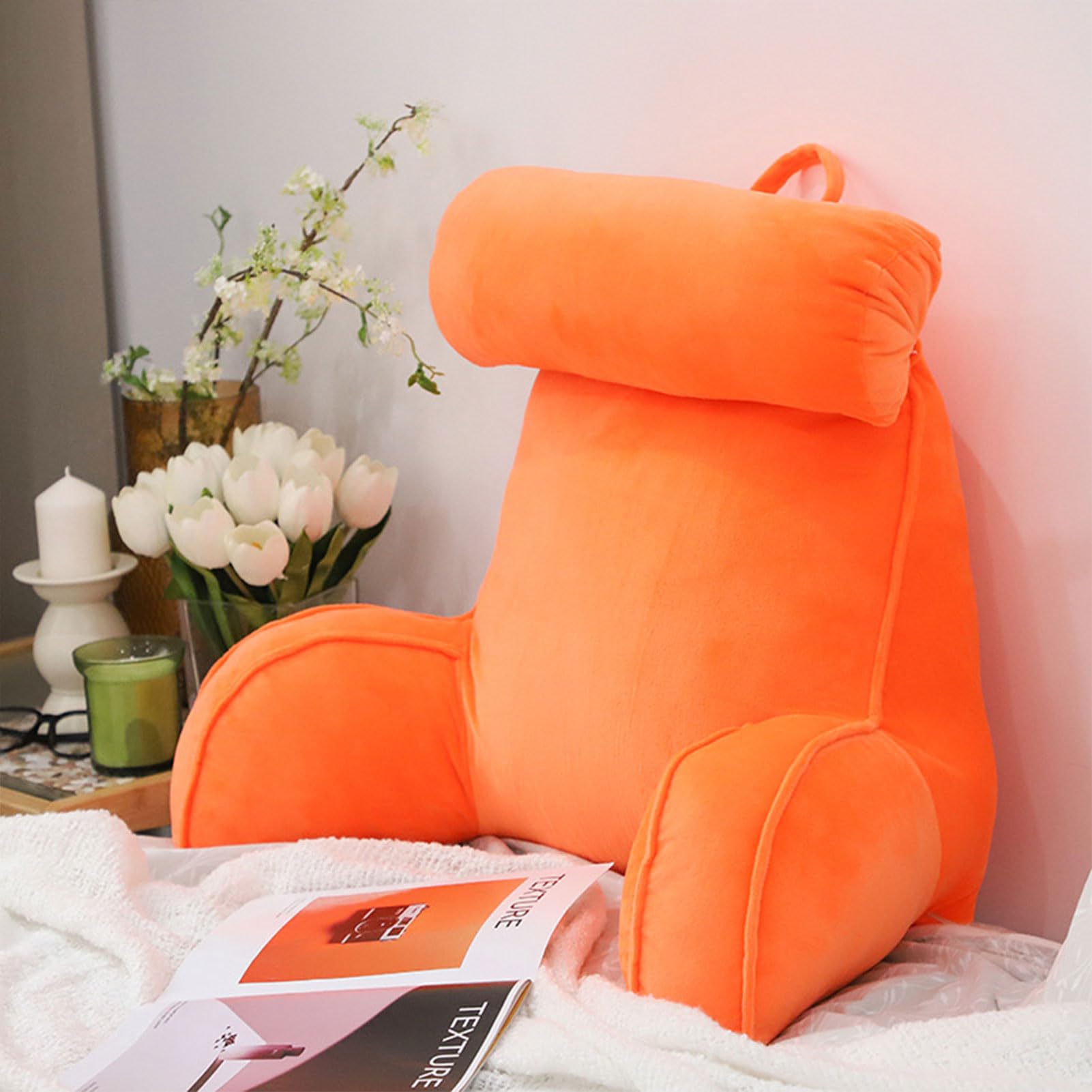 YKMYXZ support pillow， Design Ergonomic,Back Rest Lumbar SupportSeat CushionChair Cushion,For,Watching TV(Orange)