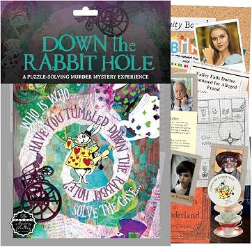 Down The Rabbit Hole Murder Mystery Game - Search for Clues, Solve Puzzles, Eliminate Suspects, Solve Solo Or with A Group